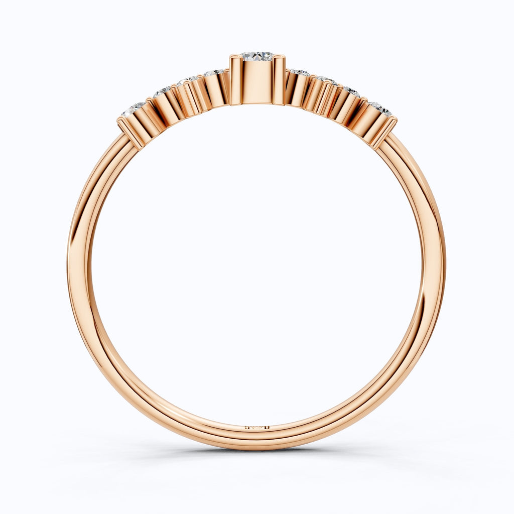 Modern Zigzag Cluster Stacker Wedding Ring in 14K Solid Gold, 0.18 TCW Round Cut Lab Grown Diamonds, Everyday Ring, Gift For Her - Shoora Designs
