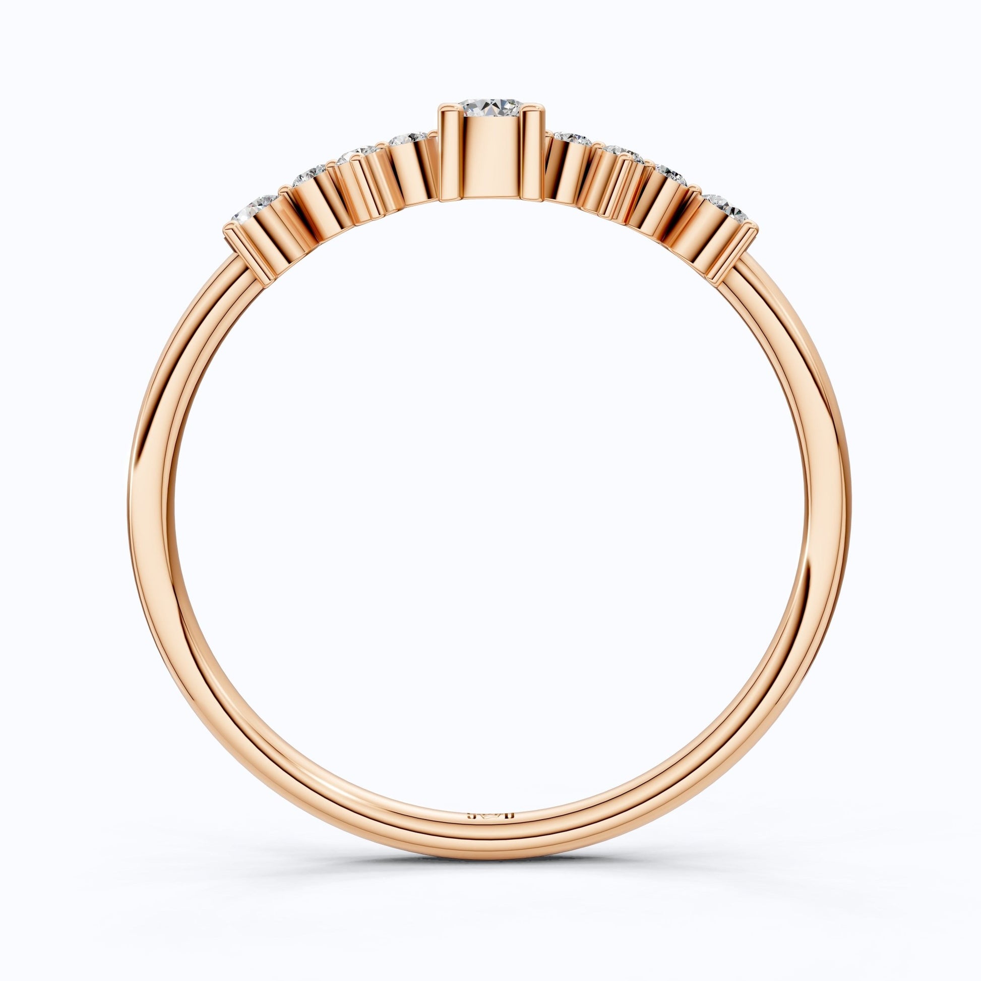 Modern Zigzag Cluster Stacker Wedding Ring in 14K Solid Gold, 0.18 TCW Round Cut Lab Grown Diamonds, Everyday Ring, Gift For Her - Shoora Designs