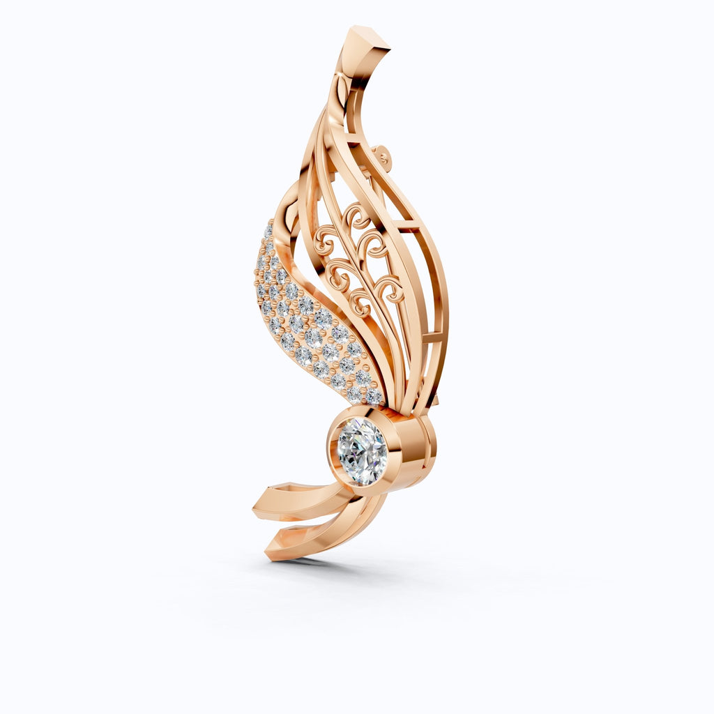 Nature Inspired Diamond Brooch in Lab Grown Diamond - 14k Solid Gold, Dress Pin Jewelry for Women, Wedding Gift - Shoora Designs