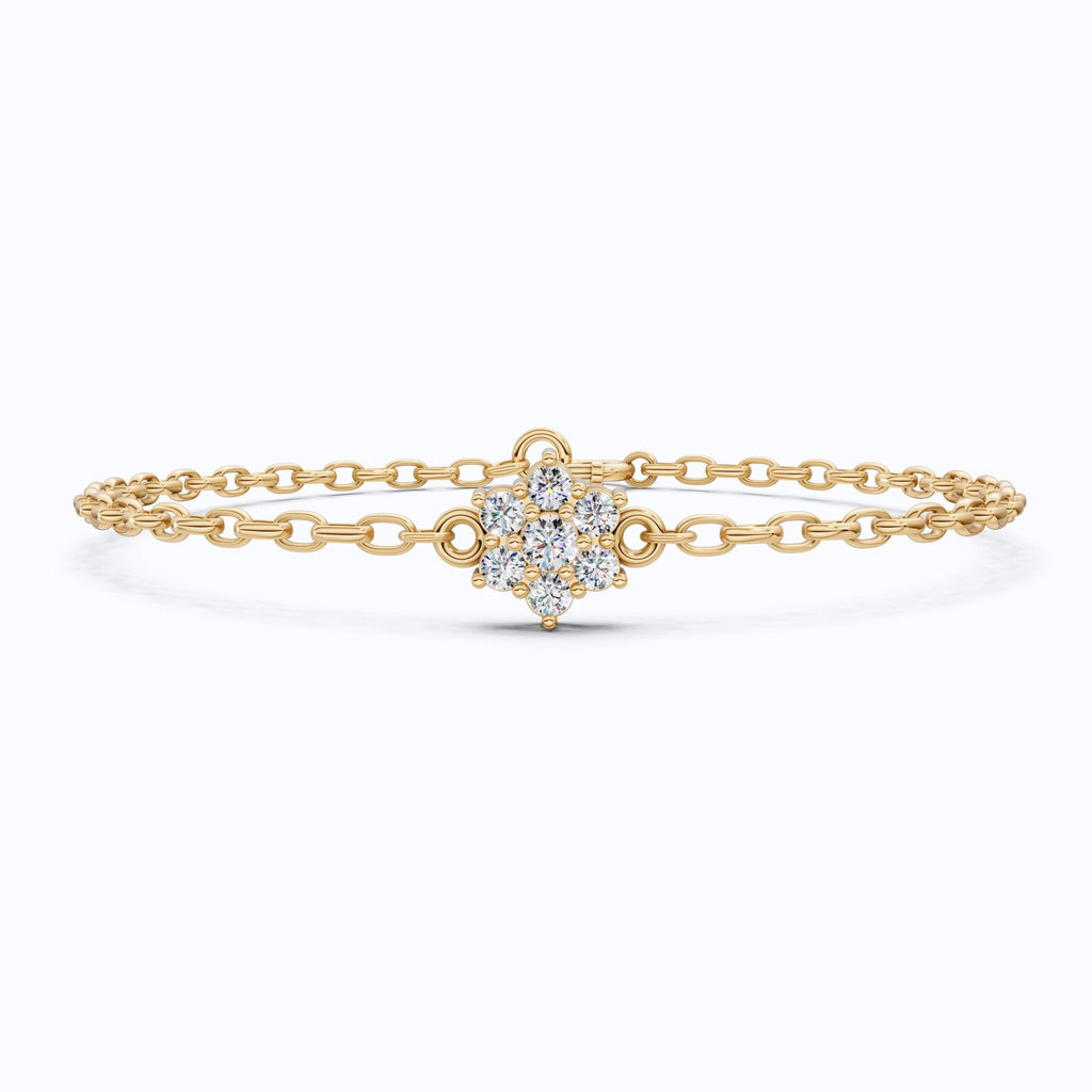Nature Inspired Flower Band in 14k Solid Gold, 0.28 TCW Round Cut Lab Created Diamond, Delicate Wedding Band, Gift for Her Bridal Set - Shoora Designs