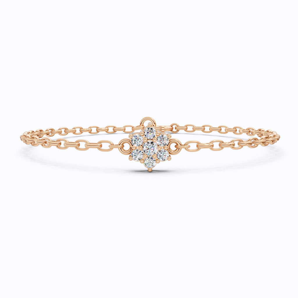 Nature Inspired Flower Band in 14k Solid Gold, 0.28 TCW Round Cut Lab Created Diamond, Delicate Wedding Band, Gift for Her Bridal Set - Shoora Designs