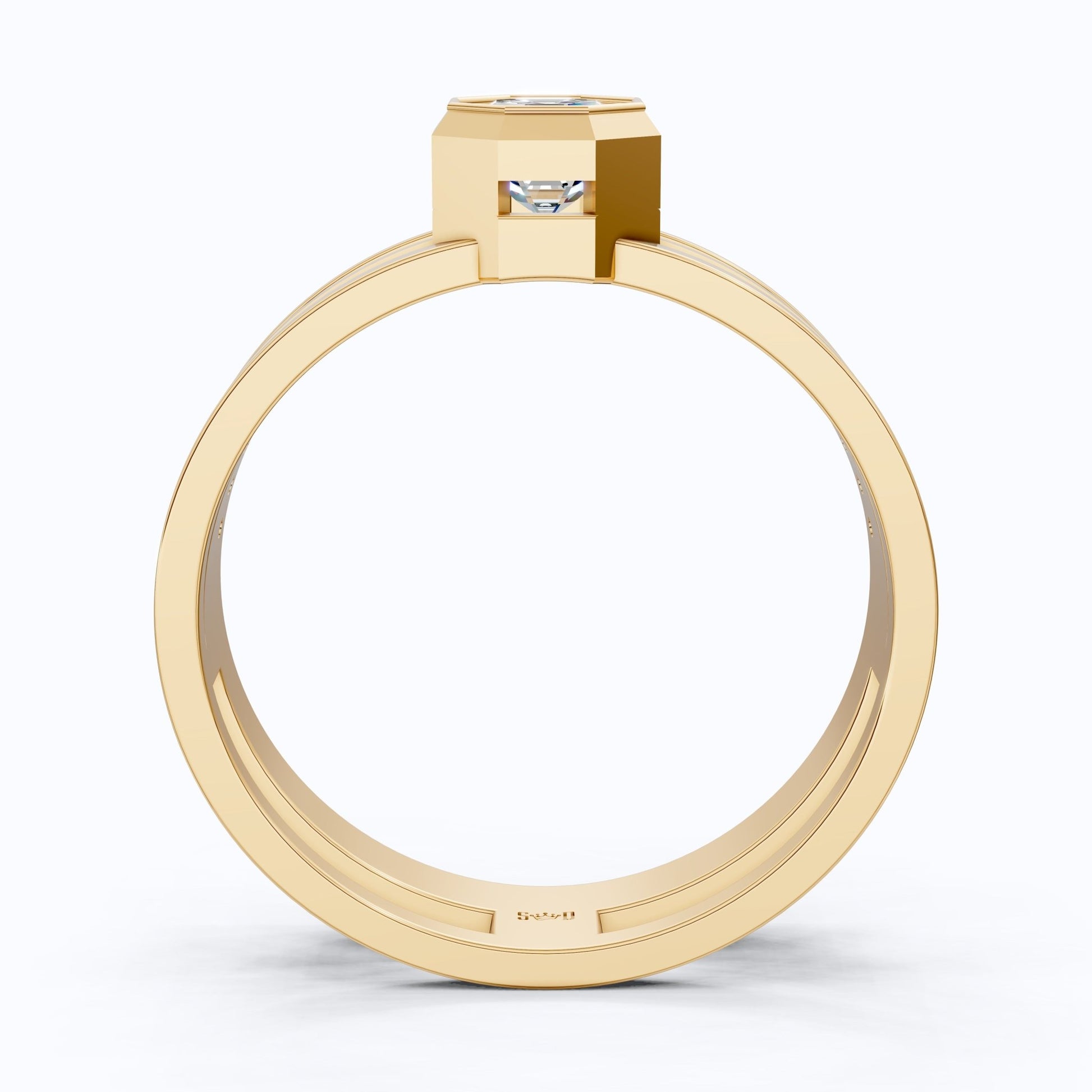 Octagon Bezel Style Split Shank Pavé Men's Engagement Ring in 14k Solid Gold, 0.50 CT Octagon Cut Lab Grown Diamond, Everyday Wedding Gift For Him - Shoora Designs