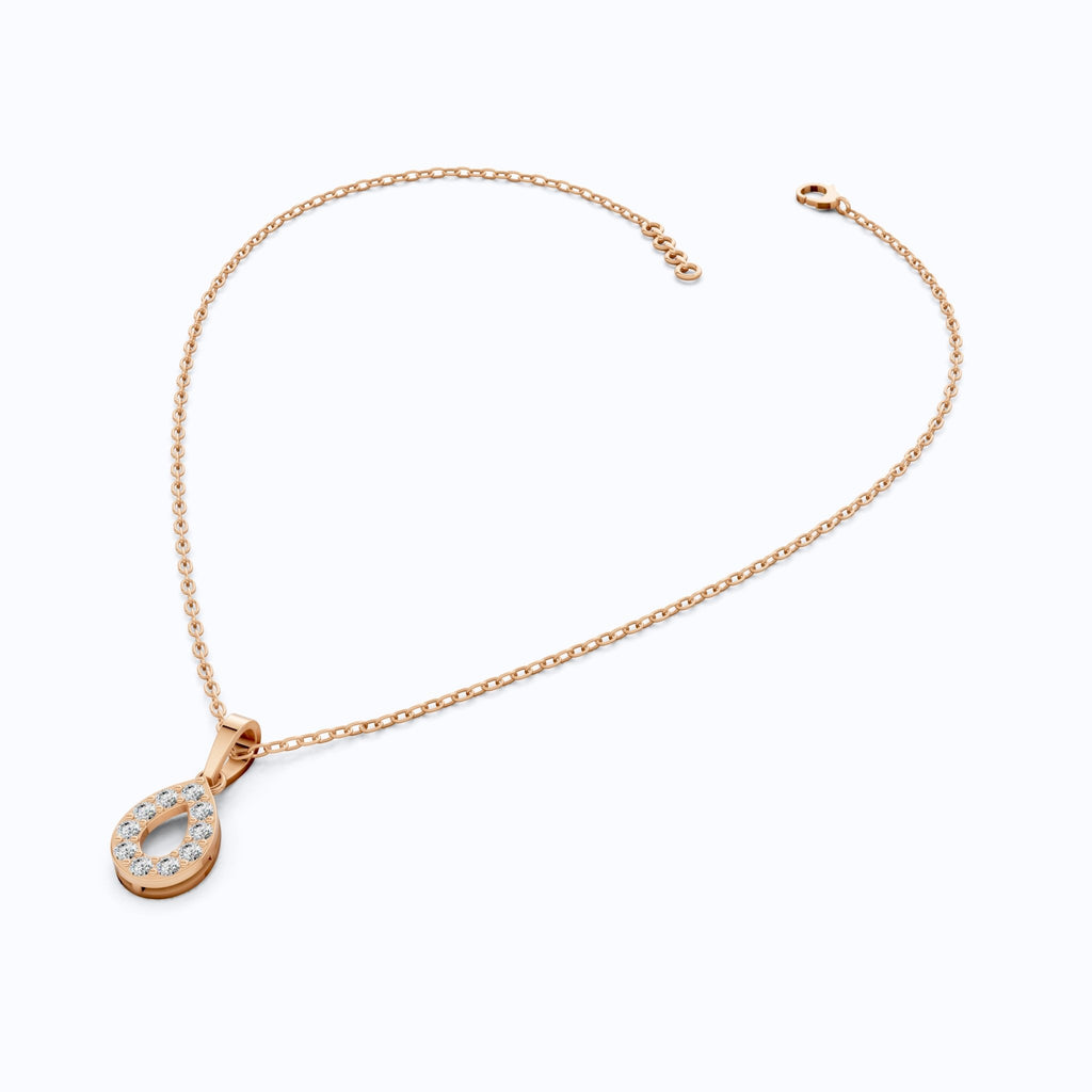 Open Teardrop Halo Wedding Pendant in Lab Grown Diamond – Solid 10k/14k Gold, Anniversary Gift for Wife, Bridal Jewelry - Shoora Designs