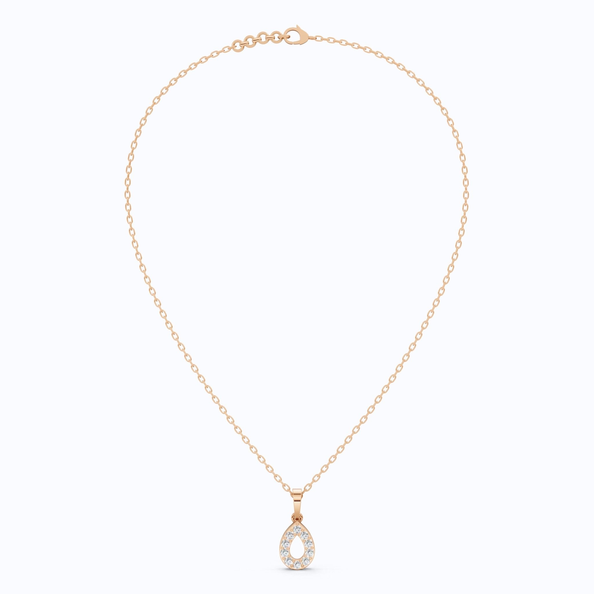 Open Teardrop Halo Wedding Pendant in Lab Grown Diamond – Solid 10k/14k Gold, Anniversary Gift for Wife, Bridal Jewelry - Shoora Designs