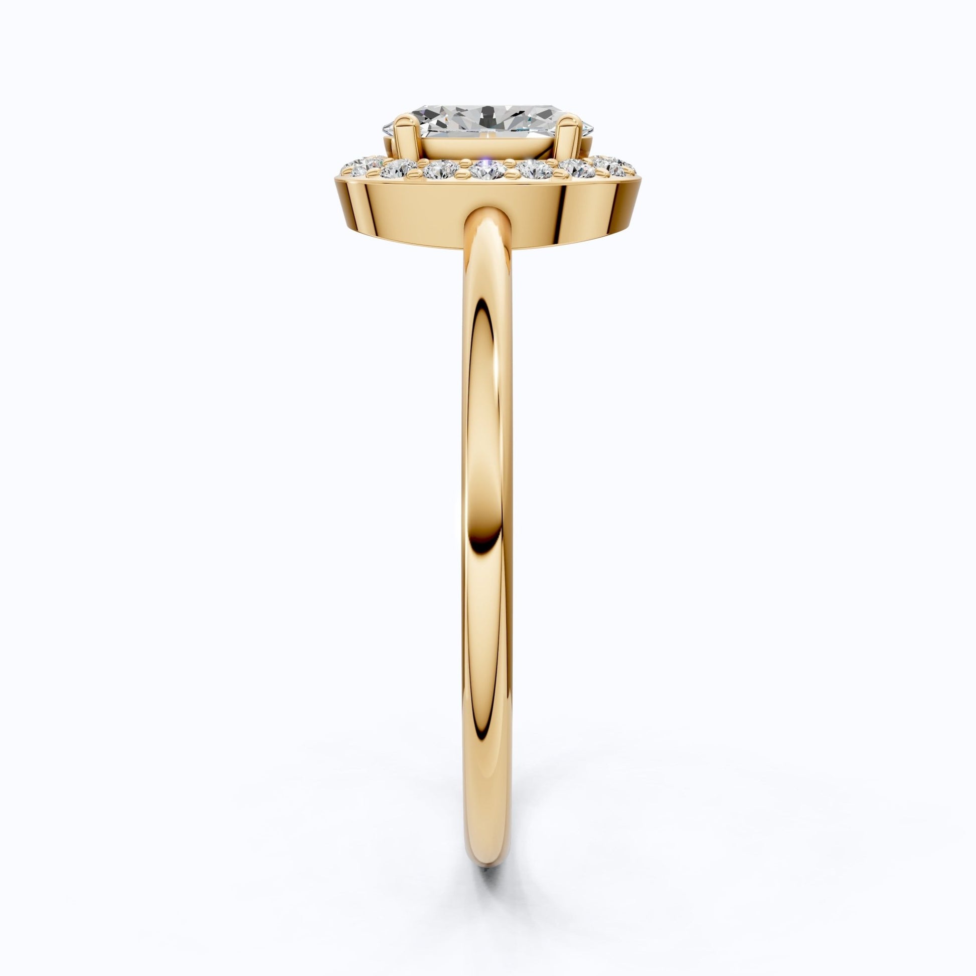 Oval Cut Halo Engagement Ring in 14K Yellow Gold, Bridal Jewelry Gift for Women, Wedding Gift, Everyday Jewelry - Shoora Designs