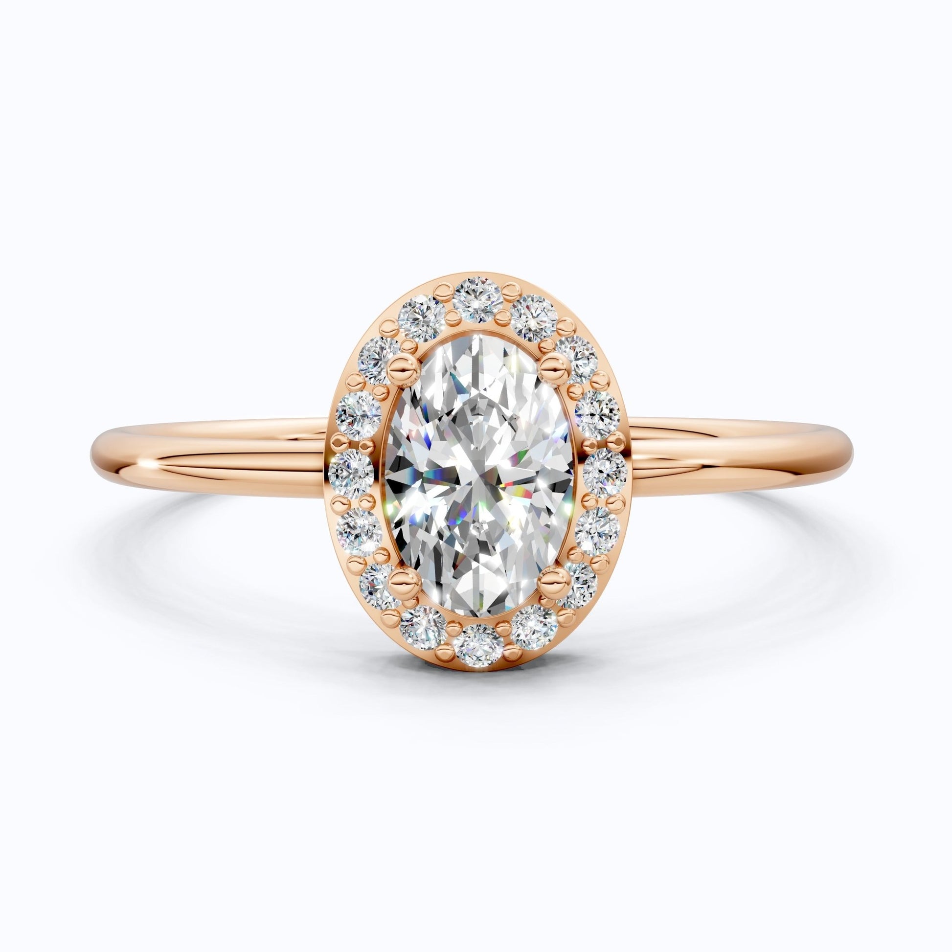 Oval Cut Halo Engagement Ring in 14K Yellow Gold, Bridal Jewelry Gift for Women, Wedding Gift, Everyday Jewelry - Shoora Designs