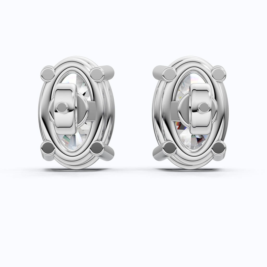 Oval Cut Solitaire Stud Earrings in 14k Solid Gold, 2.82 TCW Oval Cut Lab Grown Diamonds, Birthday Gift For Women, Handmade Bridal Jewelry - Shoora Designs