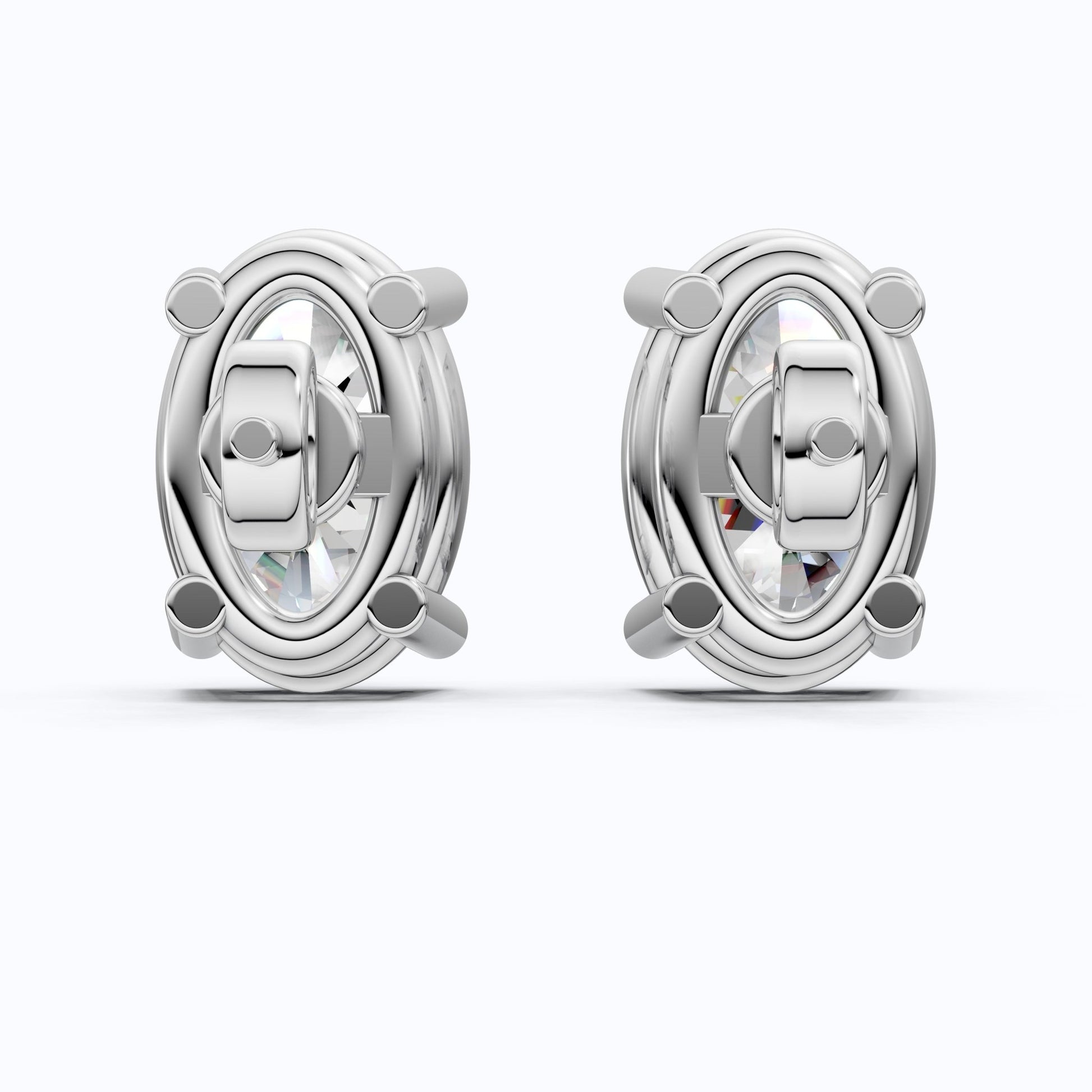 Oval Cut Solitaire Stud Earrings in 14k Solid Gold, 2.82 TCW Oval Cut Lab Grown Diamonds, Birthday Gift For Women, Handmade Bridal Jewelry - Shoora Designs