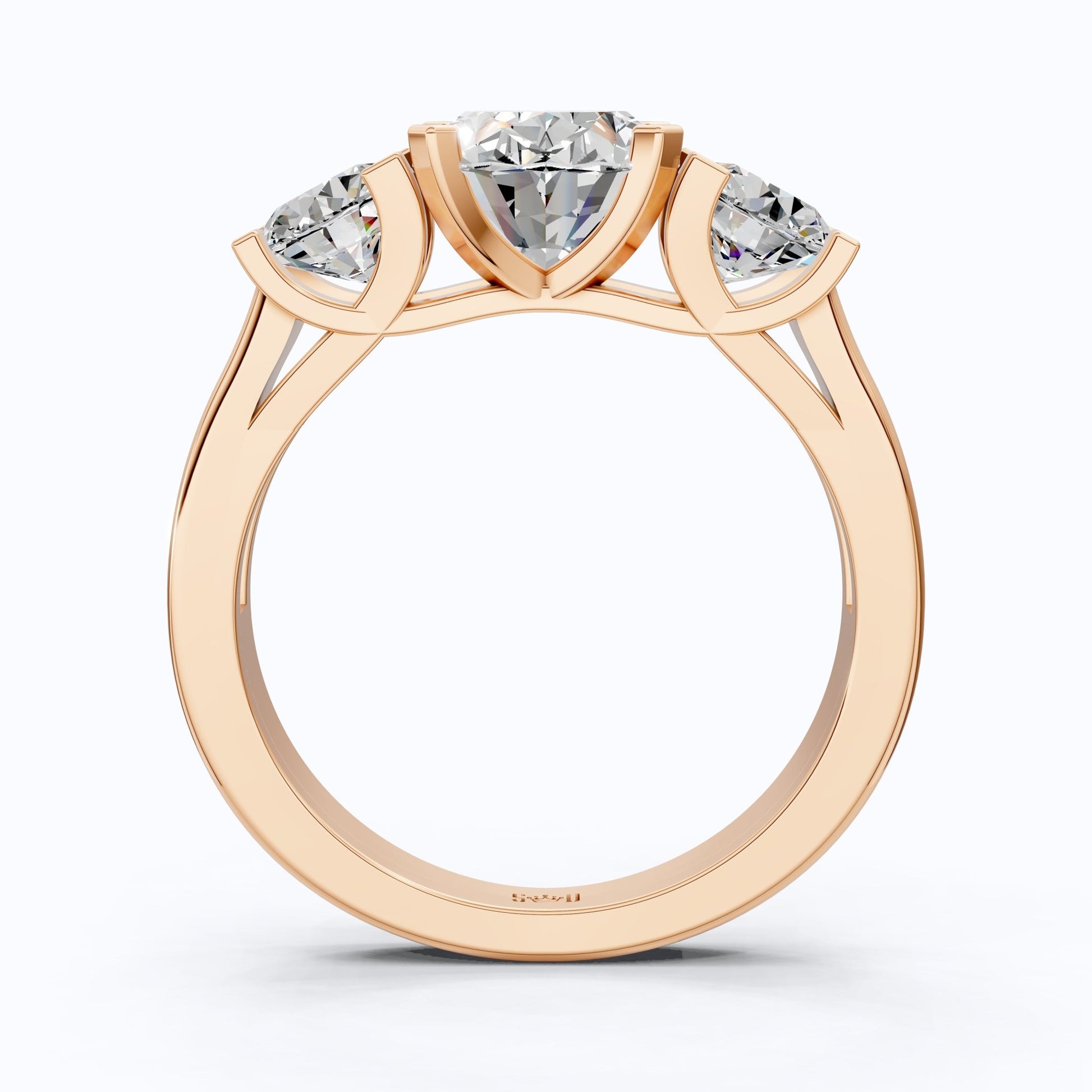 Oval/Round Cut Three Stone Lab Grown Diamond Engagement Ring in 14K Yellow Gold, Propose Ring, Handmade Jewelry - Shoora Designs