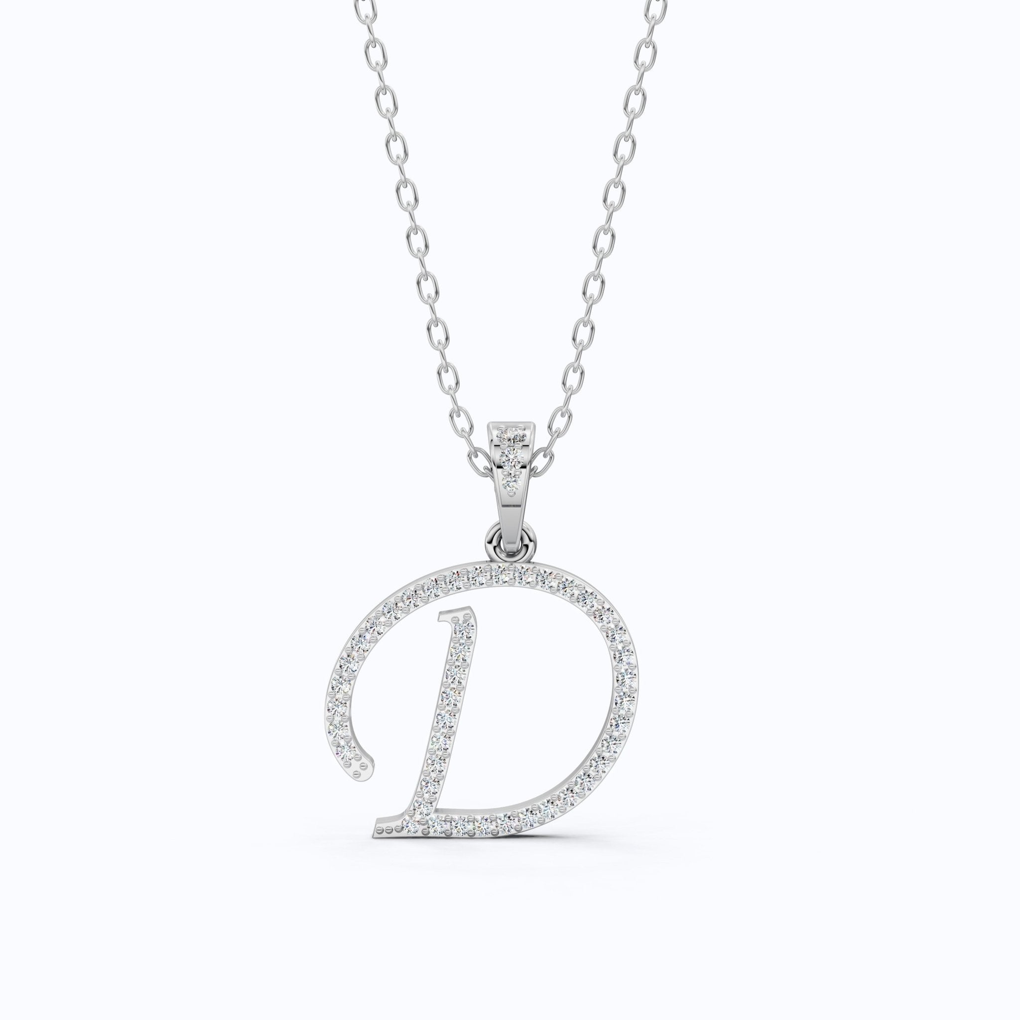 Pavé Letter D Alphabet Pendant in Lab Grown Diamond – 18k Solid Gold, Birthday Gift For Him/Her, Daily Wear Pendant - Shoora Designs
