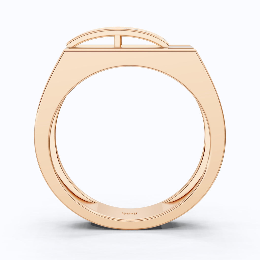 Pavé Panel Split Shank Wedding Men’s Ring in Lab Grown Diamond – 14k Solid Gold, Engagement Ring For Brother, Anniversary Gift for Him - Shoora Designs