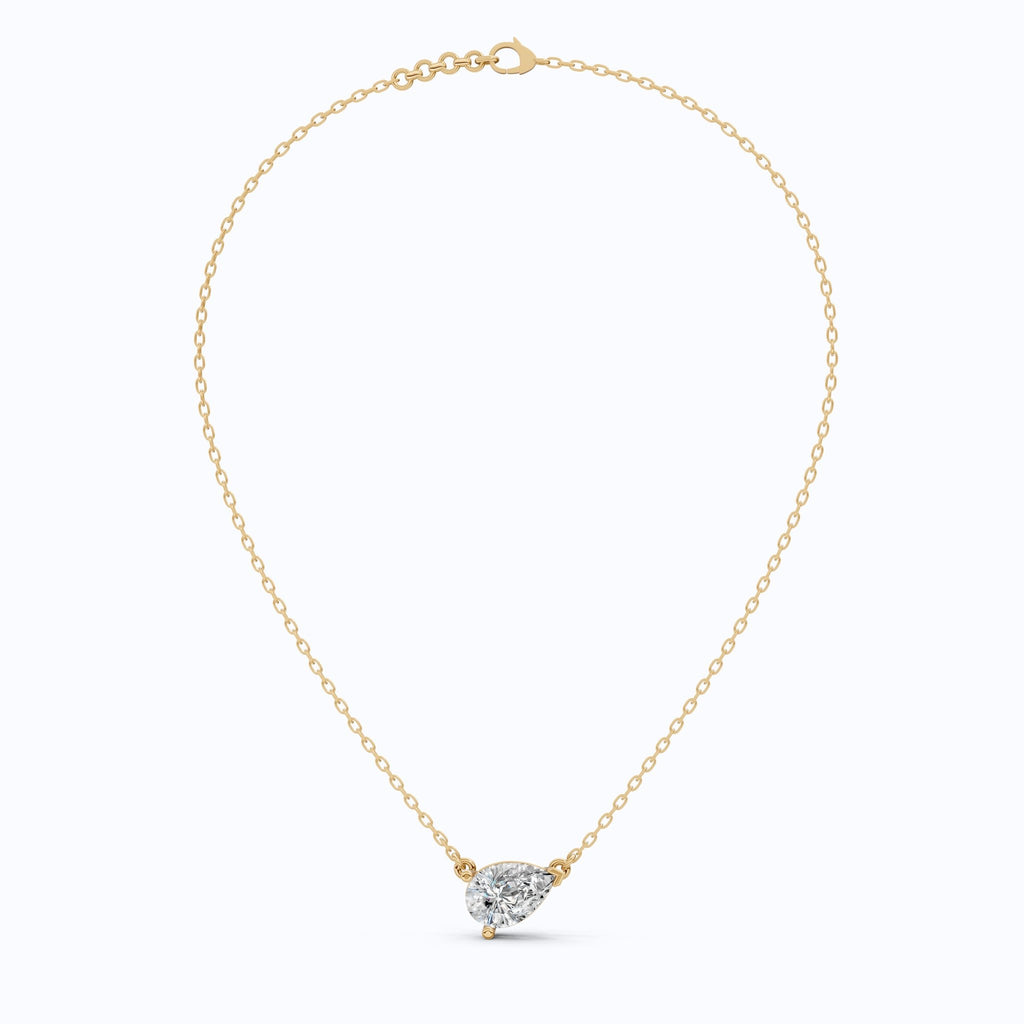 Pear Cut Solitaire Wedding Pendant in 18k Solid Gold, 2.50 CT Pear Lab Grown Diamond, Birthday Gift For Women, Handmade Jewelry - Shoora Designs