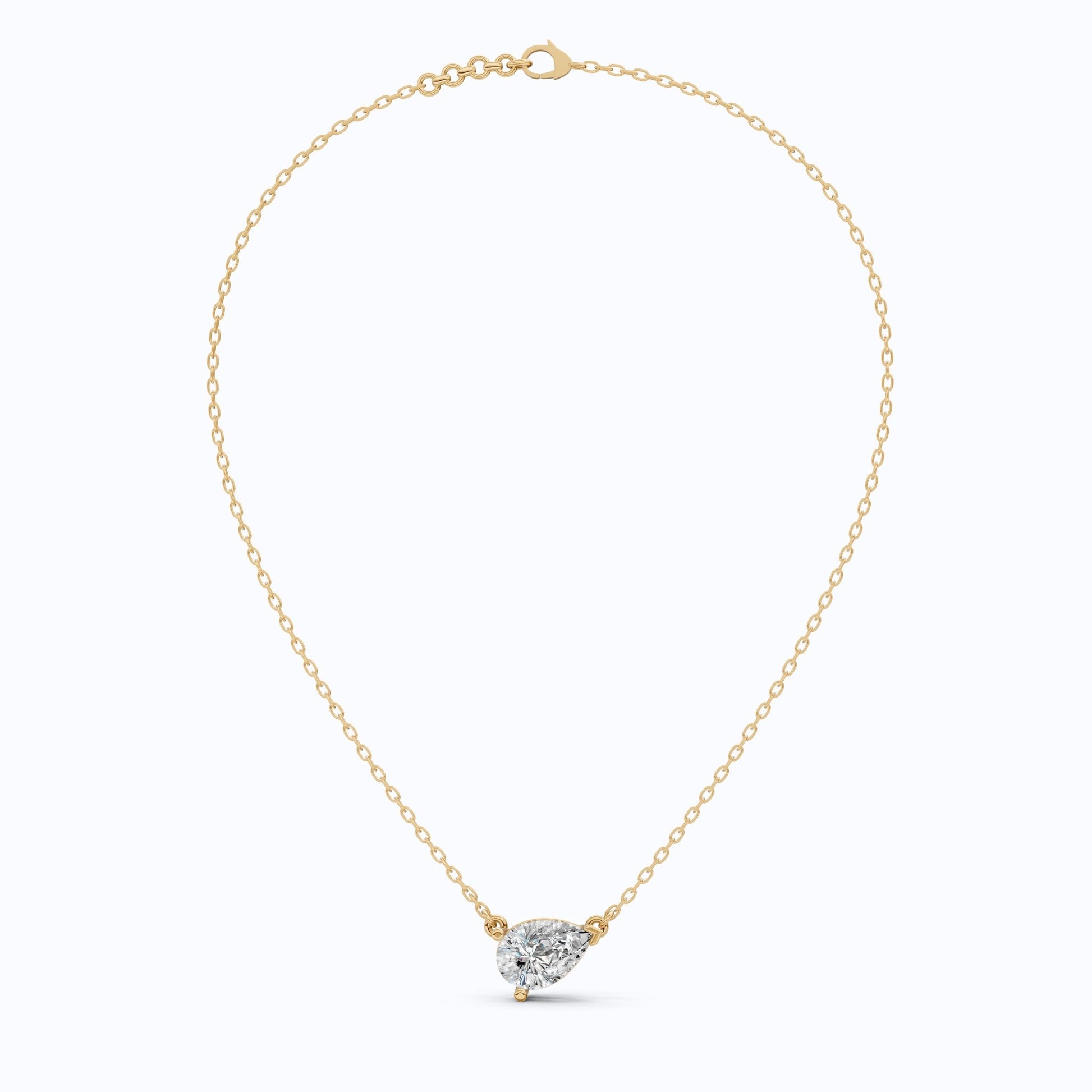 Pear Cut Solitaire Wedding Pendant in 18k Solid Gold, 2.50 CT Pear Lab Grown Diamond, Birthday Gift For Women, Handmade Jewelry - Shoora Designs