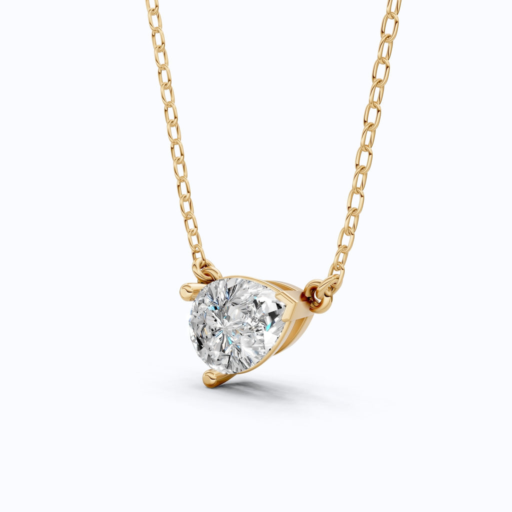 Pear Cut Solitaire Wedding Pendant in 18k Solid Gold, 2.50 CT Pear Lab Grown Diamond, Birthday Gift For Women, Handmade Jewelry - Shoora Designs