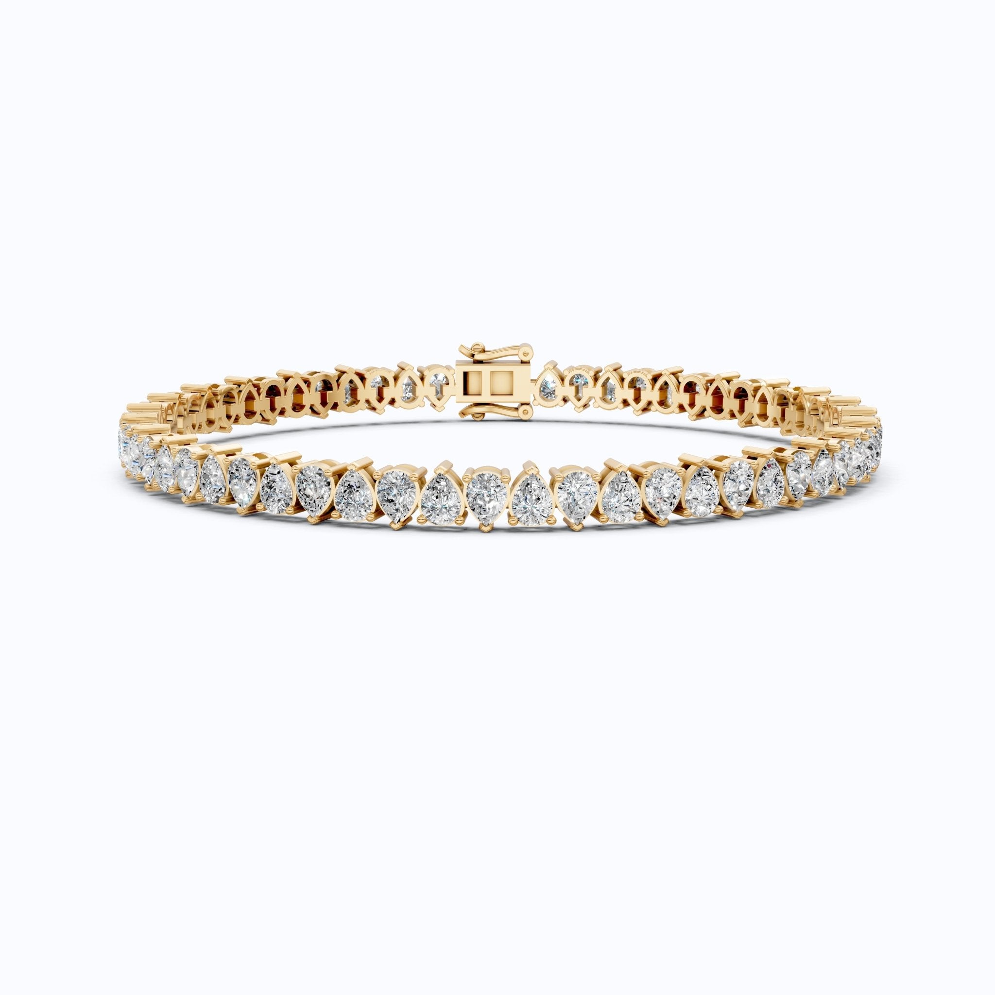 Pear Cut U - Prong Single Row Tennis Bracelet in 14k Solid Gold, 12.18 TCW Pear Cut Lab Grown Diamonds, Anniversary Gift for Women, Handmade Jewelry - Shoora Designs