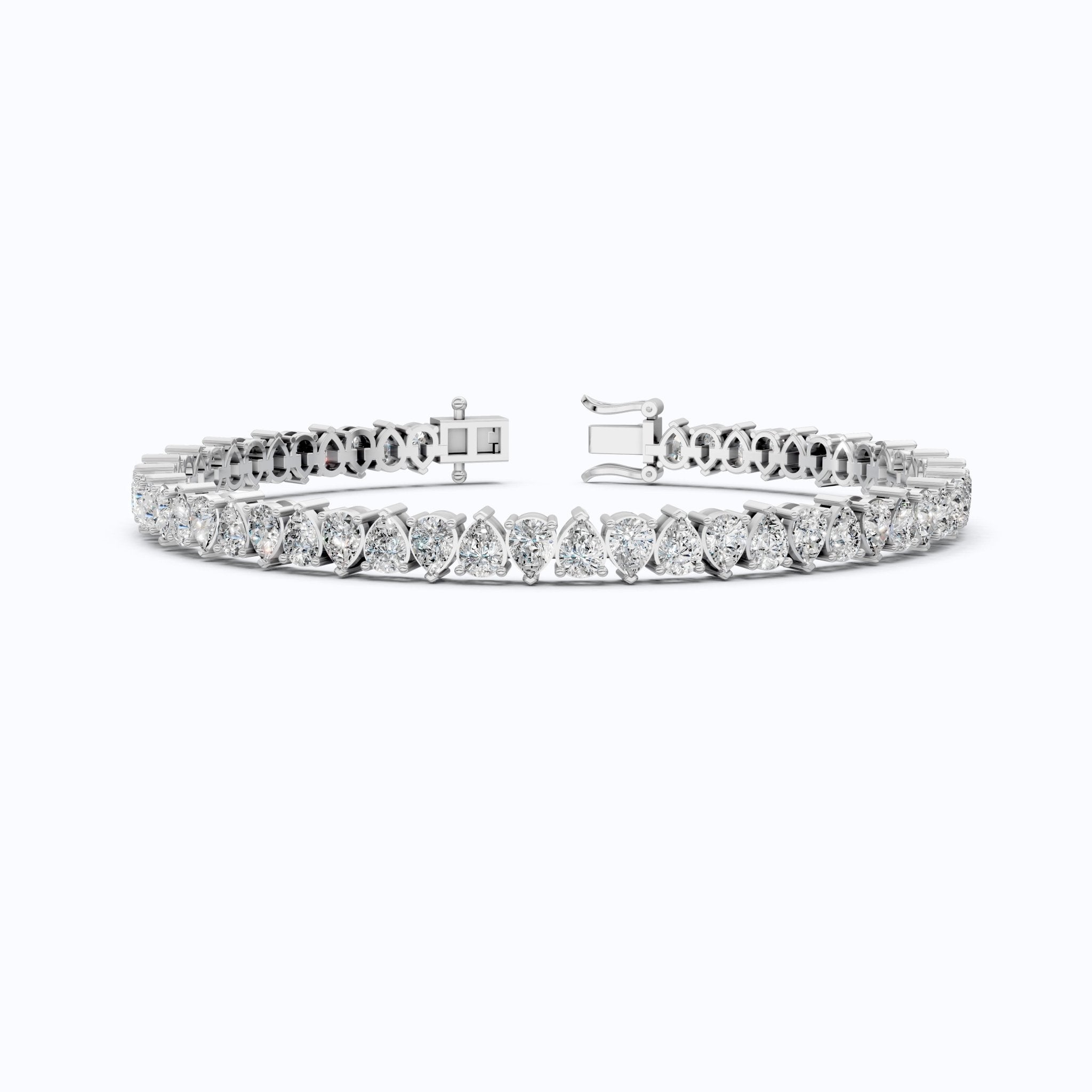 Pear Cut U - Prong Single Row Tennis Bracelet in 14k Solid Gold, 12.18 TCW Pear Cut Lab Grown Diamonds, Anniversary Gift for Women, Handmade Jewelry - Shoora Designs