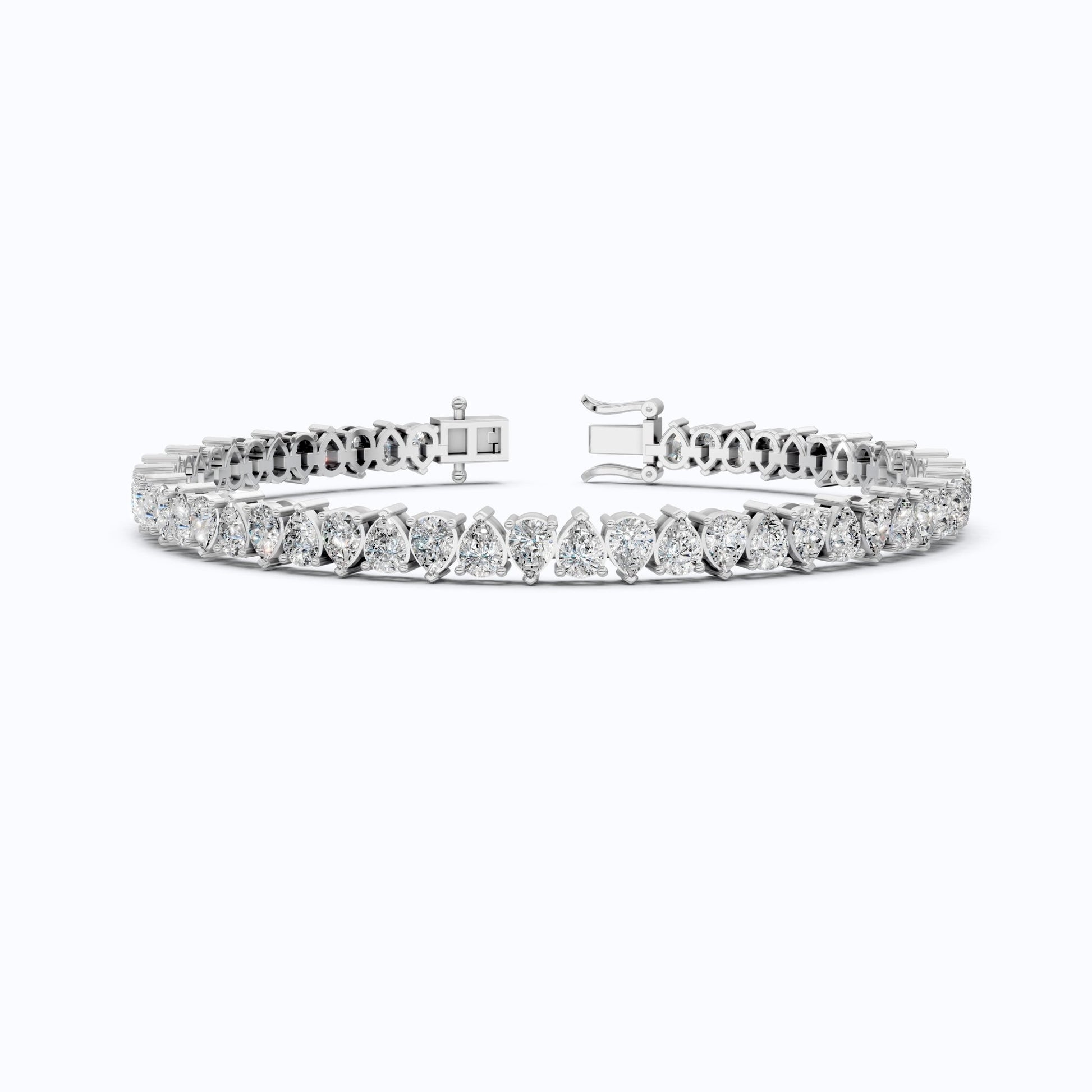 Pear Cut U - Prong Single Row Tennis Bracelet in 14k Solid Gold, 12.18 TCW Pear Cut Lab Grown Diamonds, Anniversary Gift for Women, Handmade Jewelry - Shoora Designs