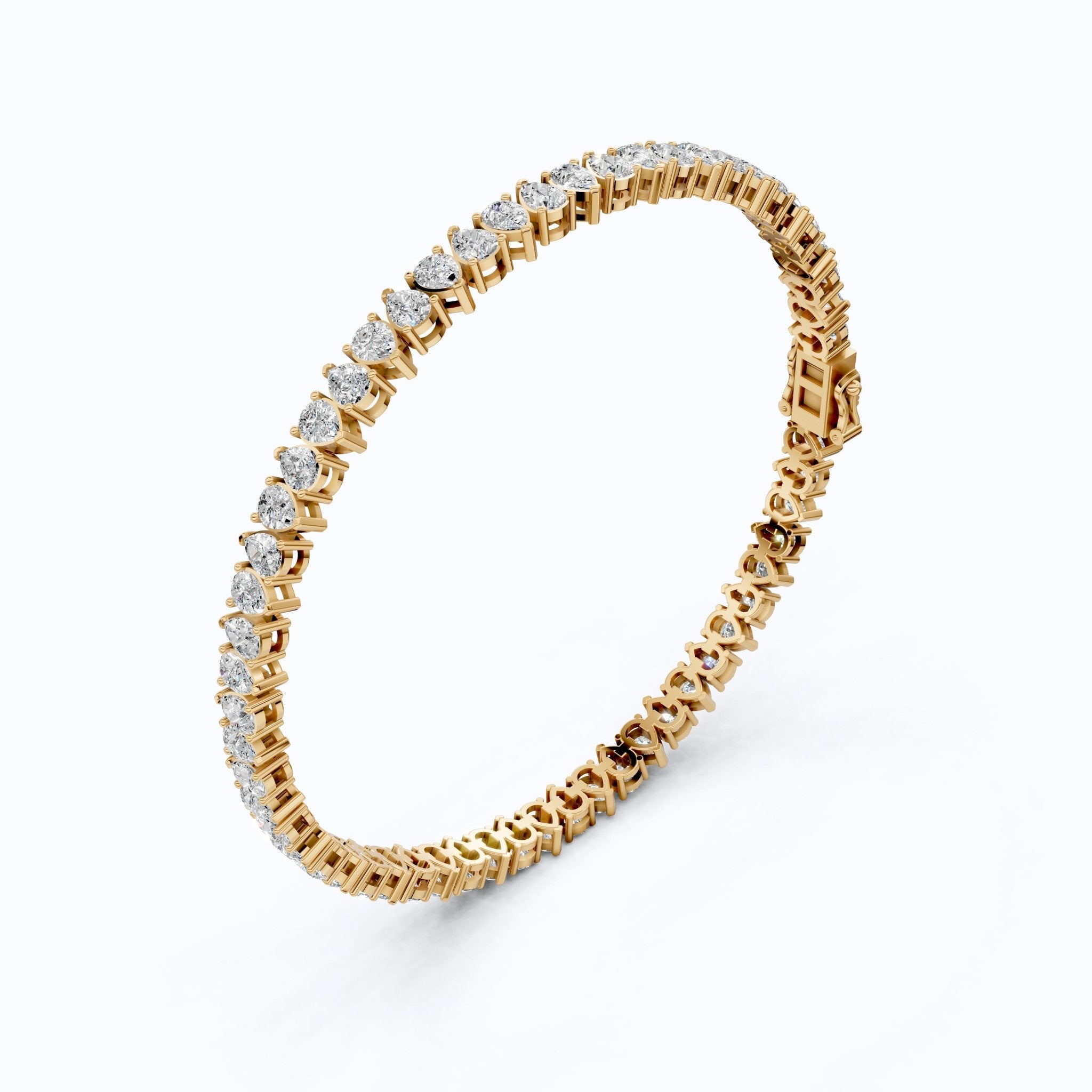 Pear Cut U - Prong Single Row Tennis Bracelet in 14k Solid Gold, 12.18 TCW Pear Cut Lab Grown Diamonds, Anniversary Gift for Women, Handmade Jewelry - Shoora Designs
