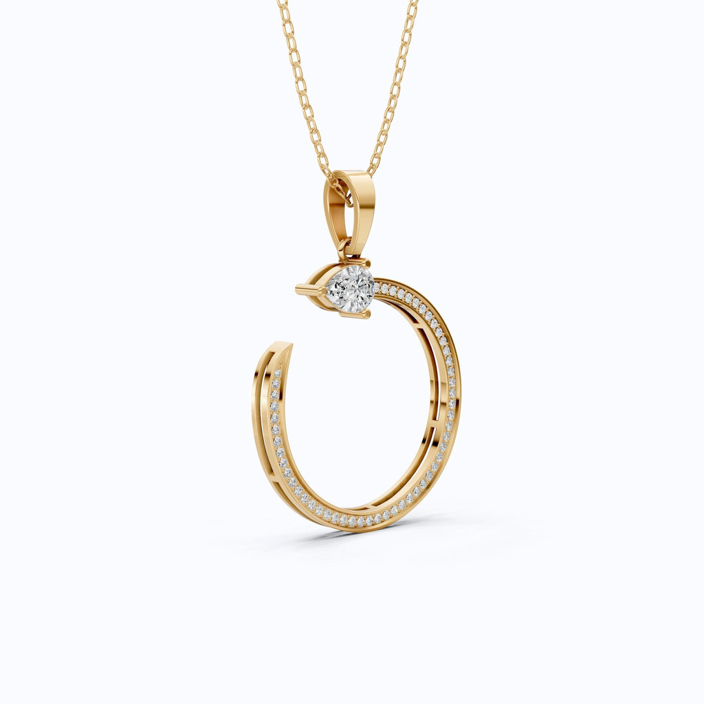 Pear Pave Circle Diamond Pendant in 14K Solid Gold, 0.96 TCW Pear/Round Cut Lab Diamonds, Lifeline Symbol Pendant, Birthday Gift for Her - Shoora Designs