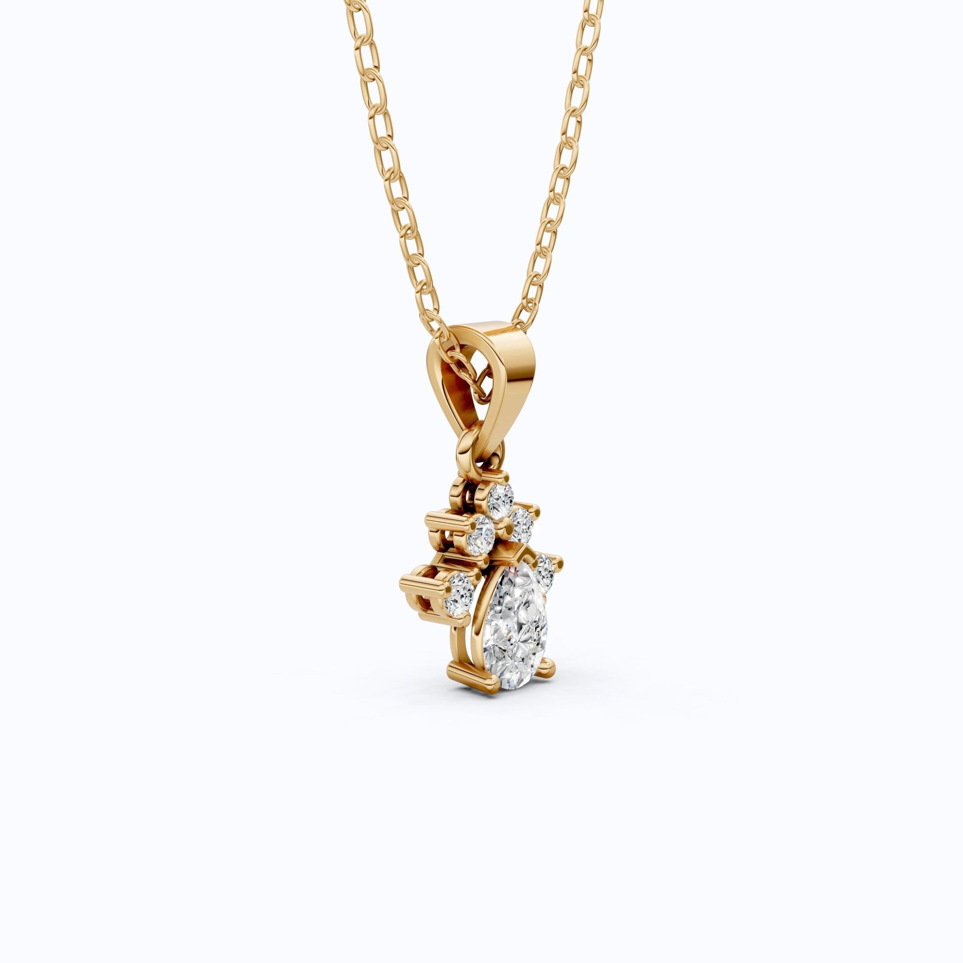 Pear Unique Halo Floral Cluster Diamond Pendant in 14k Solid Gold, 0.50 CT Pear Cut Lab Grown Diamonds, Everyday Pendant, Anniversary Gift For Wife - Shoora Designs