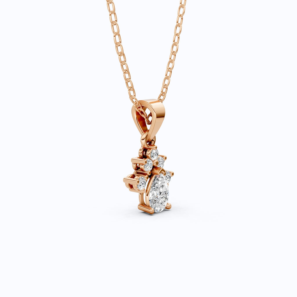 Pear Unique Halo Floral Cluster Diamond Pendant in 14k Solid Gold, 0.50 CT Pear Cut Lab Grown Diamonds, Everyday Pendant, Anniversary Gift For Wife - Shoora Designs