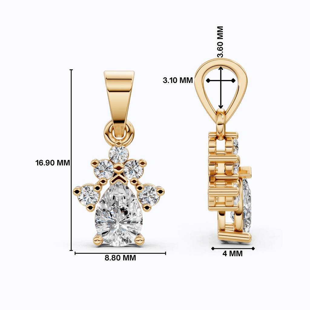 Pear Unique Halo Floral Cluster Diamond Pendant in 14k Solid Gold, 0.50 CT Pear Cut Lab Grown Diamonds, Everyday Pendant, Anniversary Gift For Wife - Shoora Designs