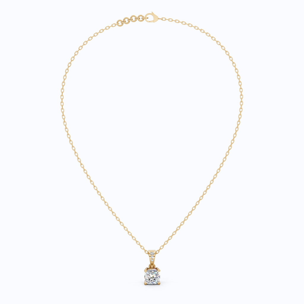 Petite Cushion Solitaire Wedding Pendant in 14K Solid Gold, 1.50 CT Cushion Cut lab Created Diamond, Daily Wear Pendant, Promise Gift for Her - Shoora Designs