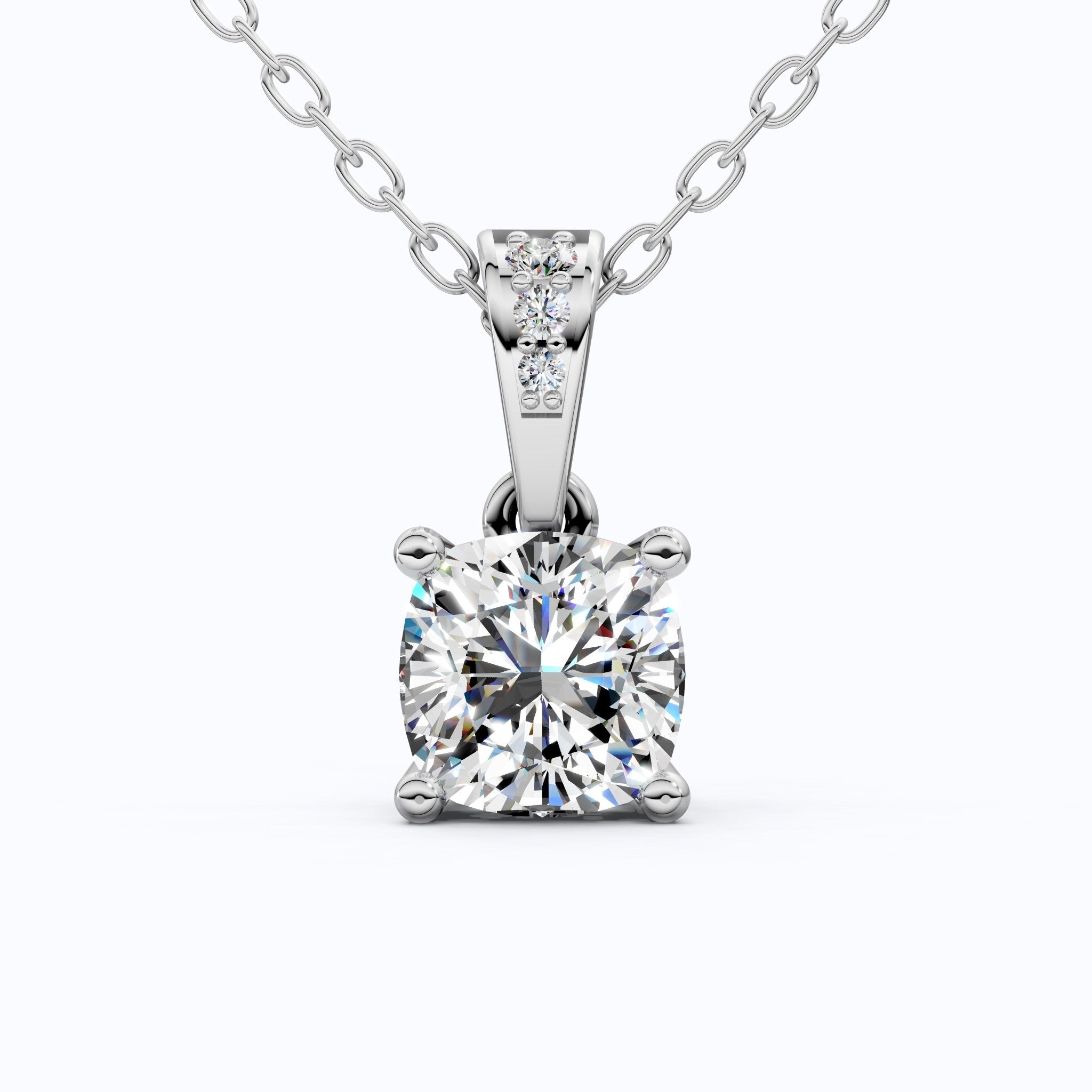 Petite Cushion Solitaire Wedding Pendant in 14K Solid Gold, 1.50 CT Cushion Cut lab Created Diamond, Daily Wear Pendant, Promise Gift for Her - Shoora Designs