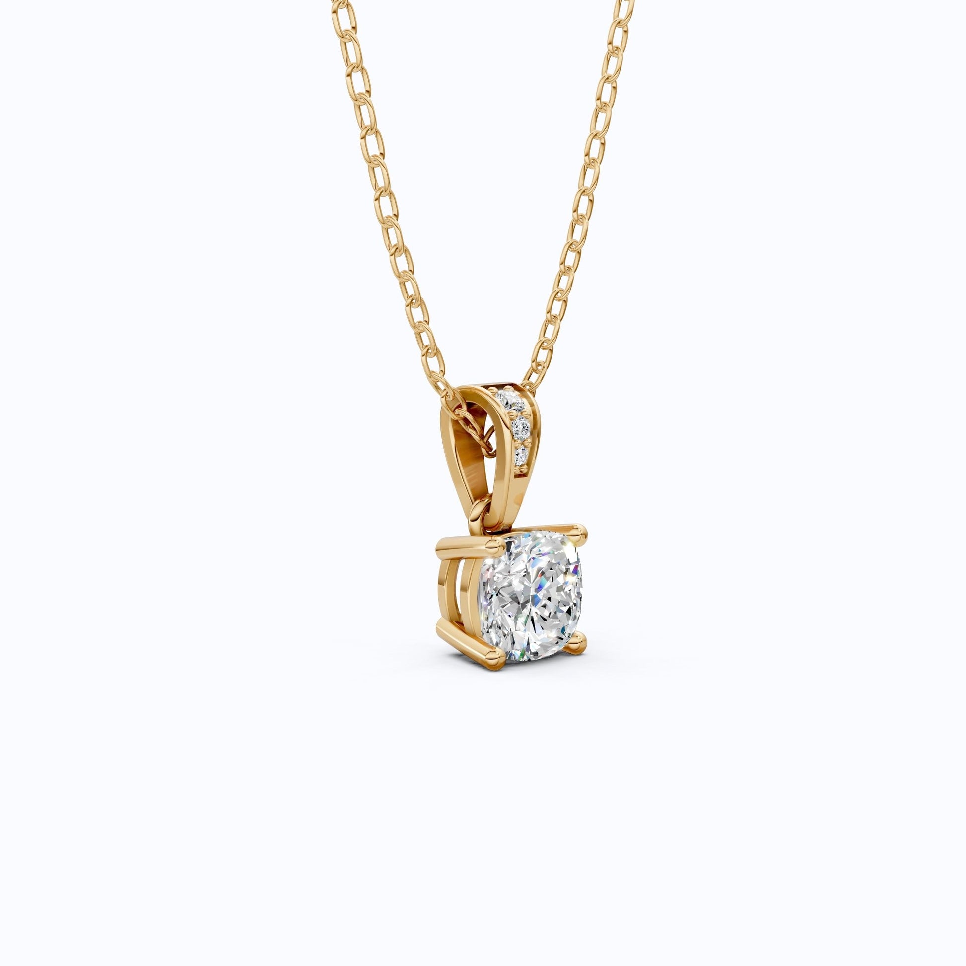 Petite Cushion Solitaire Wedding Pendant in 14K Solid Gold, 1.50 CT Cushion Cut lab Created Diamond, Daily Wear Pendant, Promise Gift for Her - Shoora Designs