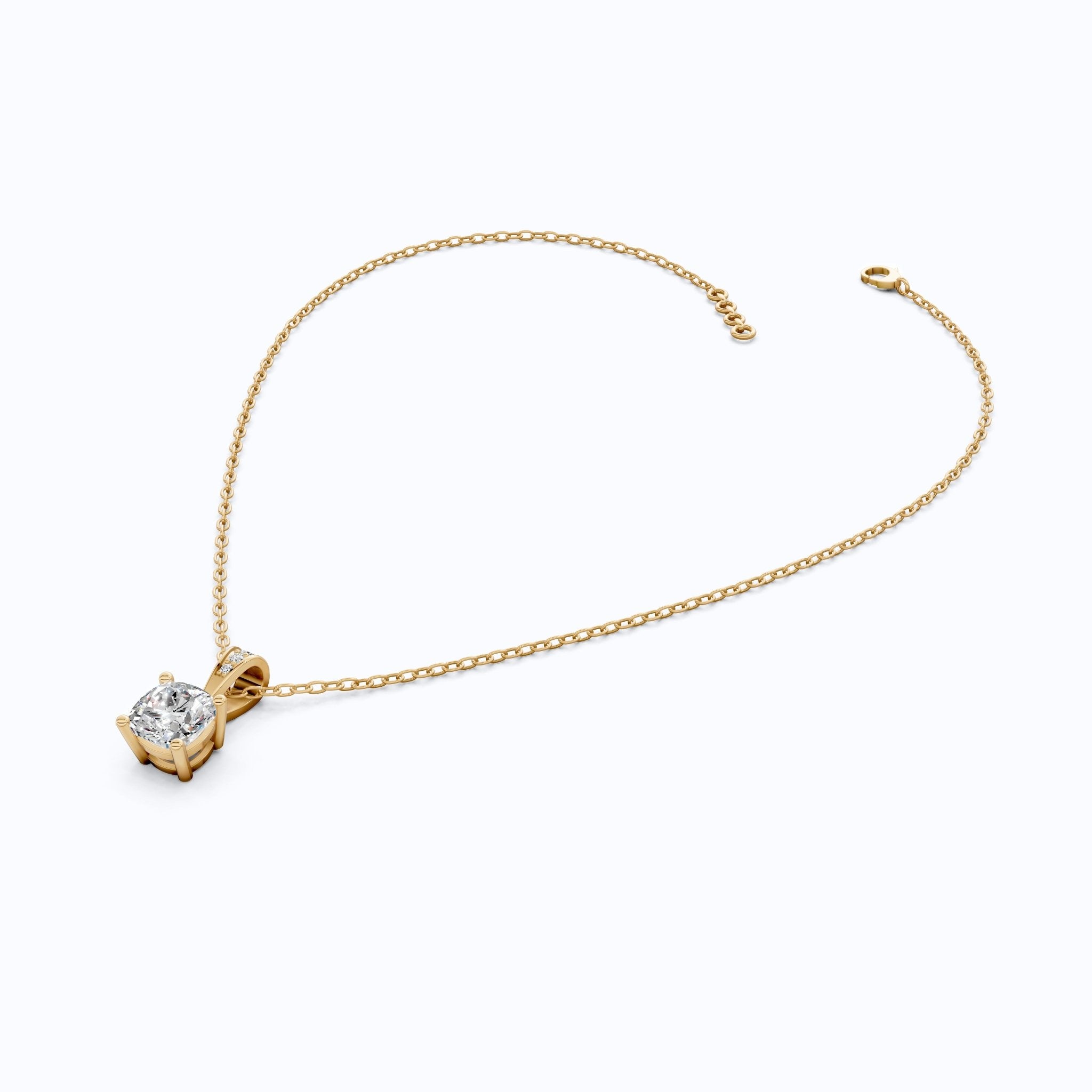 Petite Cushion Solitaire Wedding Pendant in 14K Solid Gold, 1.50 CT Cushion Cut lab Created Diamond, Daily Wear Pendant, Promise Gift for Her - Shoora Designs