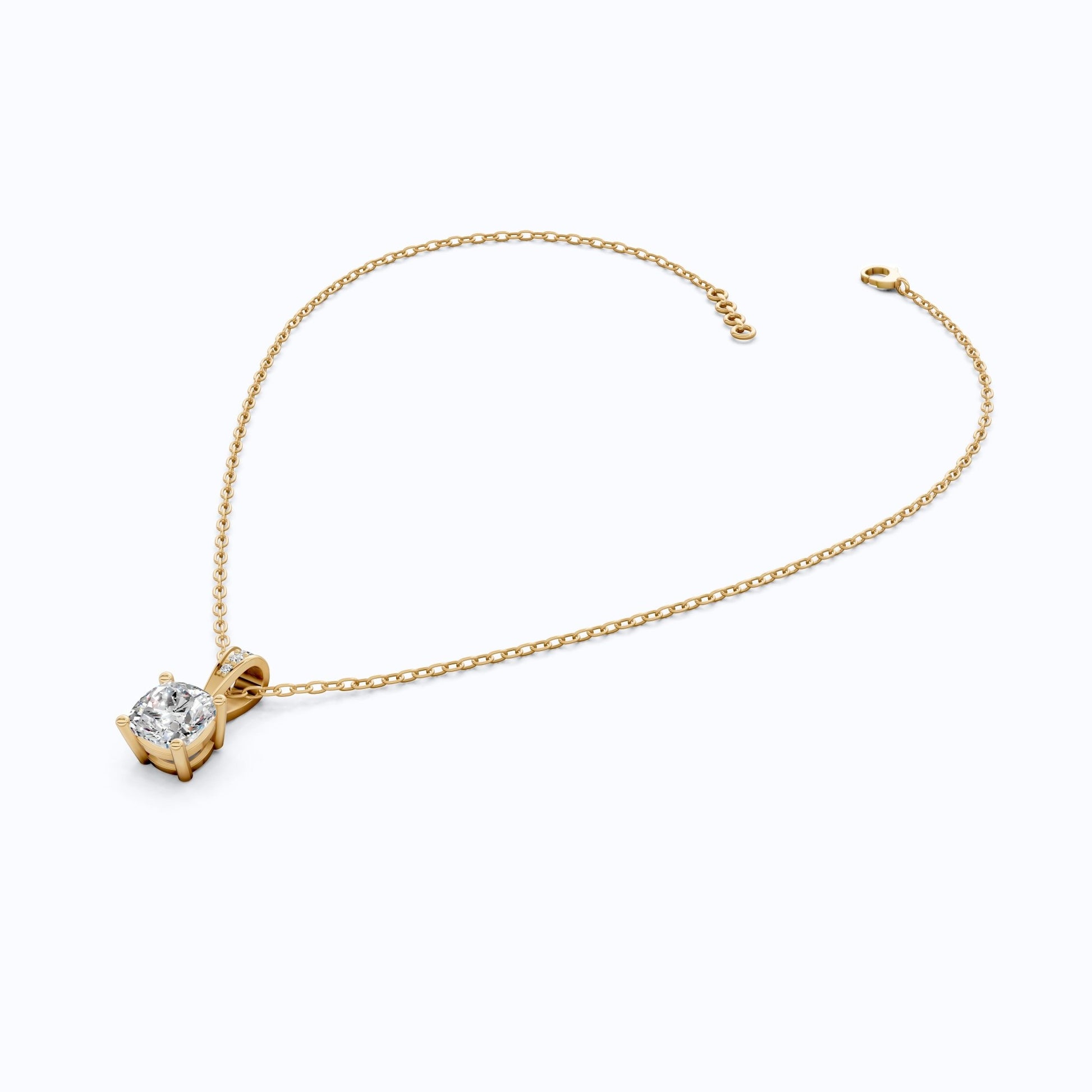 Petite Cushion Solitaire Wedding Pendant in 14K Solid Gold, 1.50 CT Cushion Cut lab Created Diamond, Daily Wear Pendant, Promise Gift for Her - Shoora Designs