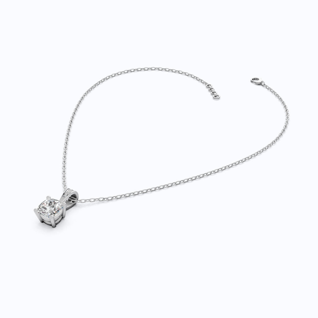 Petite Cushion Solitaire Wedding Pendant in 14K Solid Gold, 1.50 CT Cushion Cut lab Created Diamond, Daily Wear Pendant, Promise Gift for Her - Shoora Designs