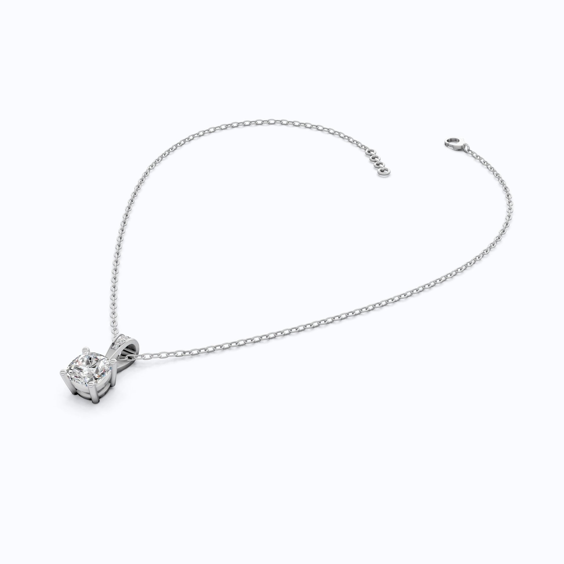 Petite Cushion Solitaire Wedding Pendant in 14K Solid Gold, 1.50 CT Cushion Cut lab Created Diamond, Daily Wear Pendant, Promise Gift for Her - Shoora Designs