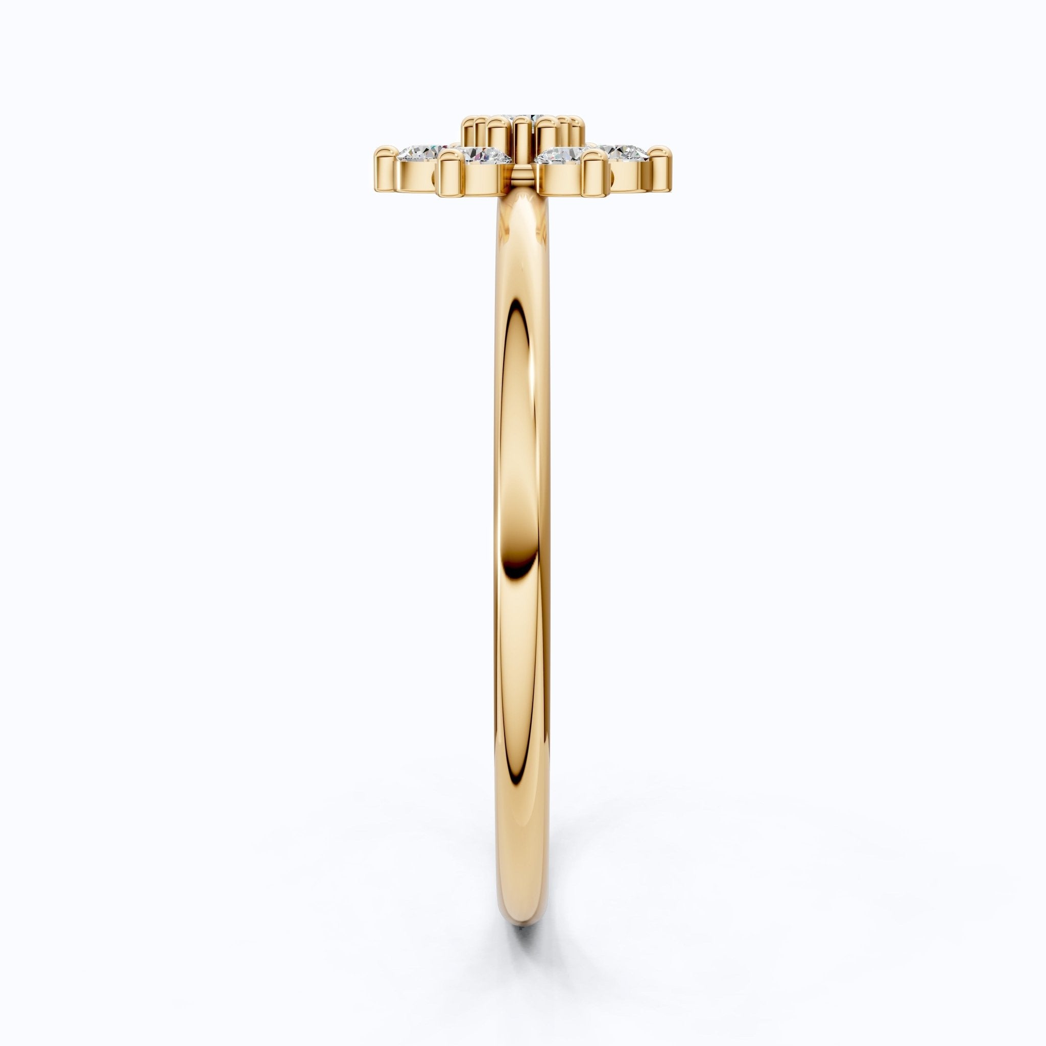 Petite Floral Cluster Engagement Ring in 14K Solid Gold, 0.19 TCW Round Cut Lab Created Diamonds, Bridal jewelry, Promise Ring - Shoora Designs