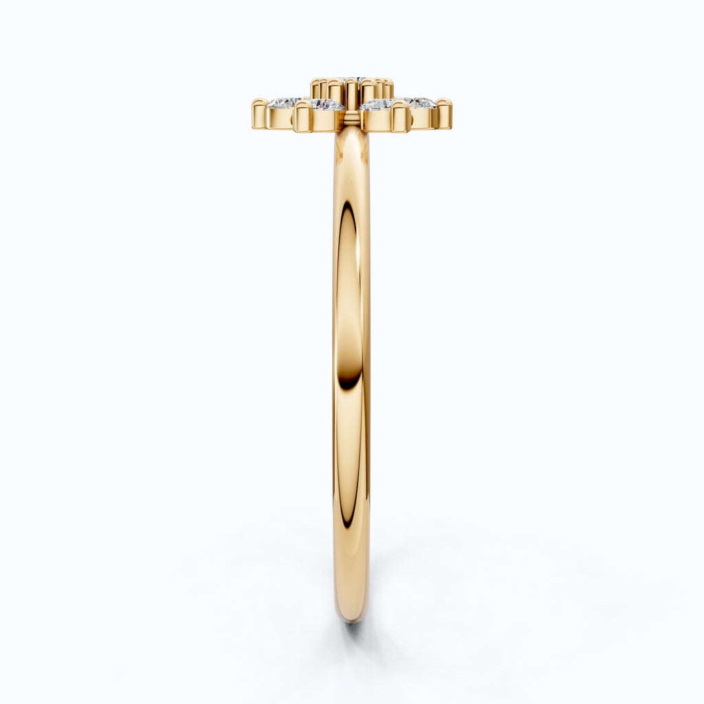 Petite Floral Cluster Engagement Ring in 14K Solid Gold, 0.19 TCW Round Cut Lab Created Diamonds, Bridal jewelry, Promise Ring - Shoora Designs