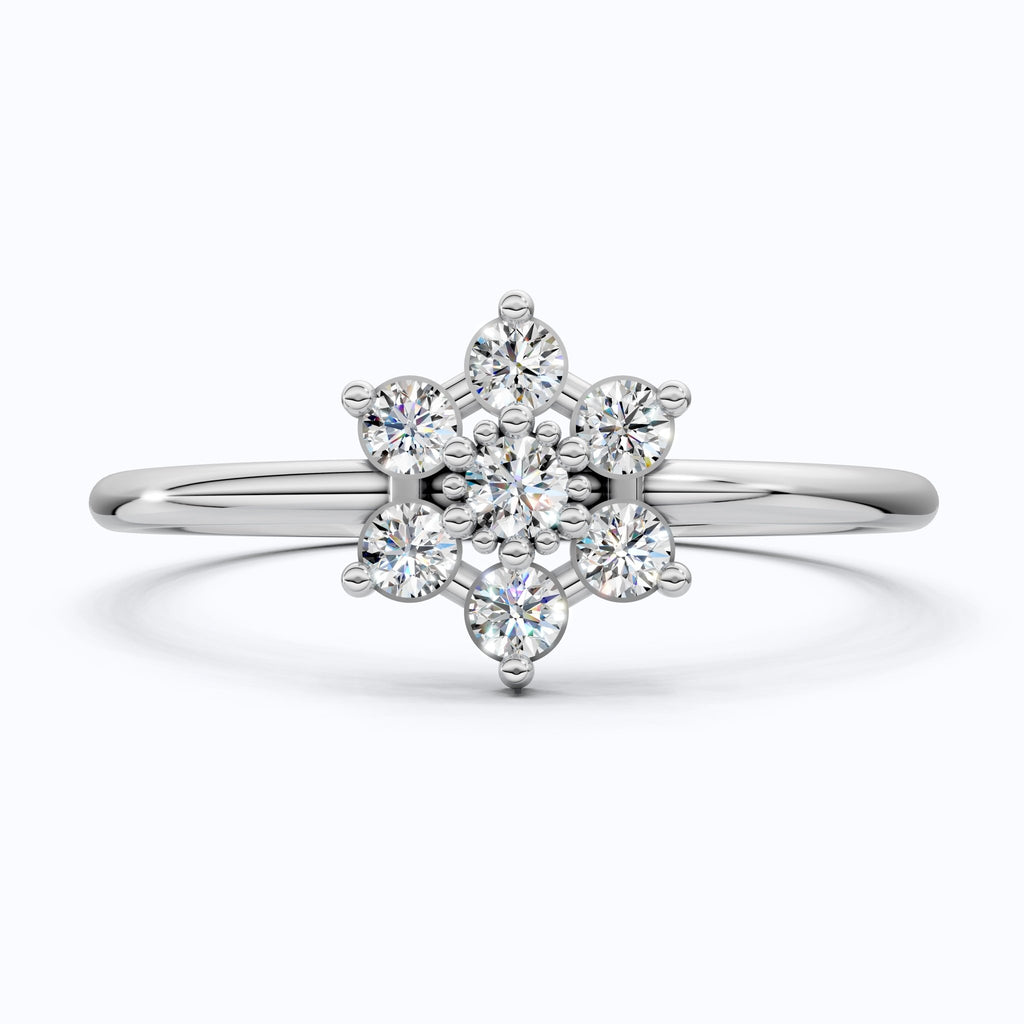 Petite Floral Cluster Engagement Ring in 14K Solid Gold, 0.19 TCW Round Cut Lab Created Diamonds, Bridal jewelry, Promise Ring - Shoora Designs