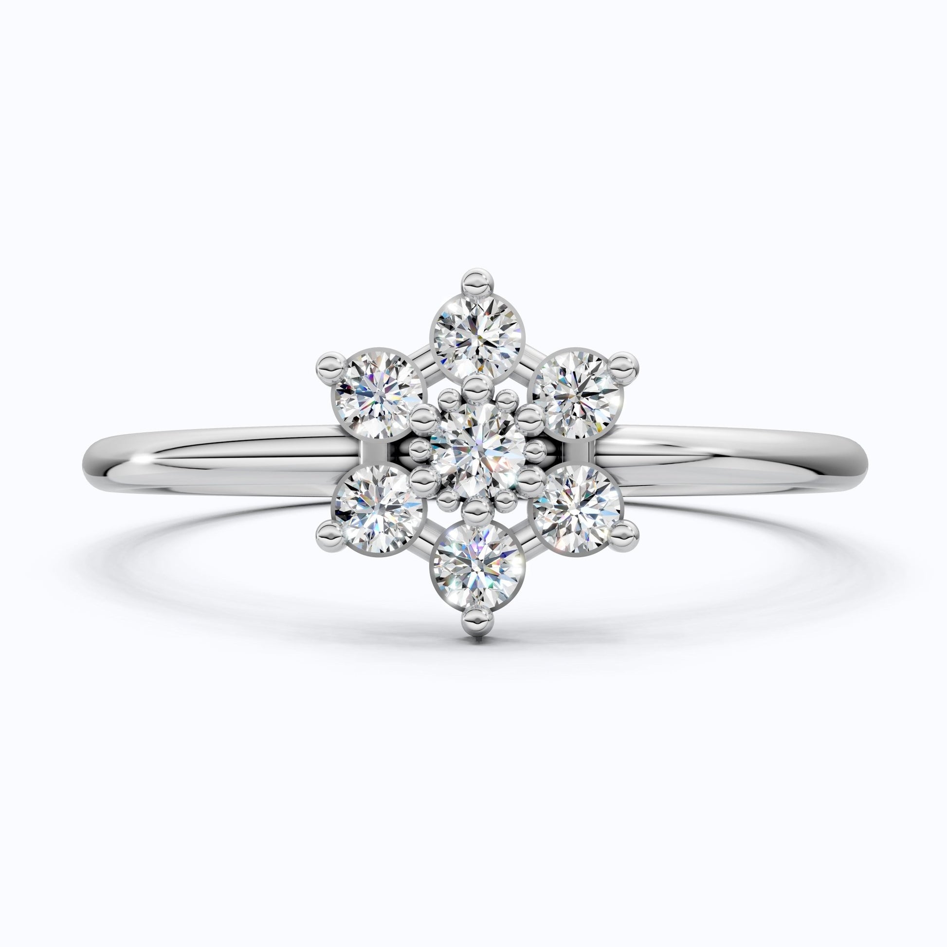 Petite Floral Cluster Engagement Ring in 14K Solid Gold, 0.19 TCW Round Cut Lab Created Diamonds, Bridal jewelry, Promise Ring - Shoora Designs