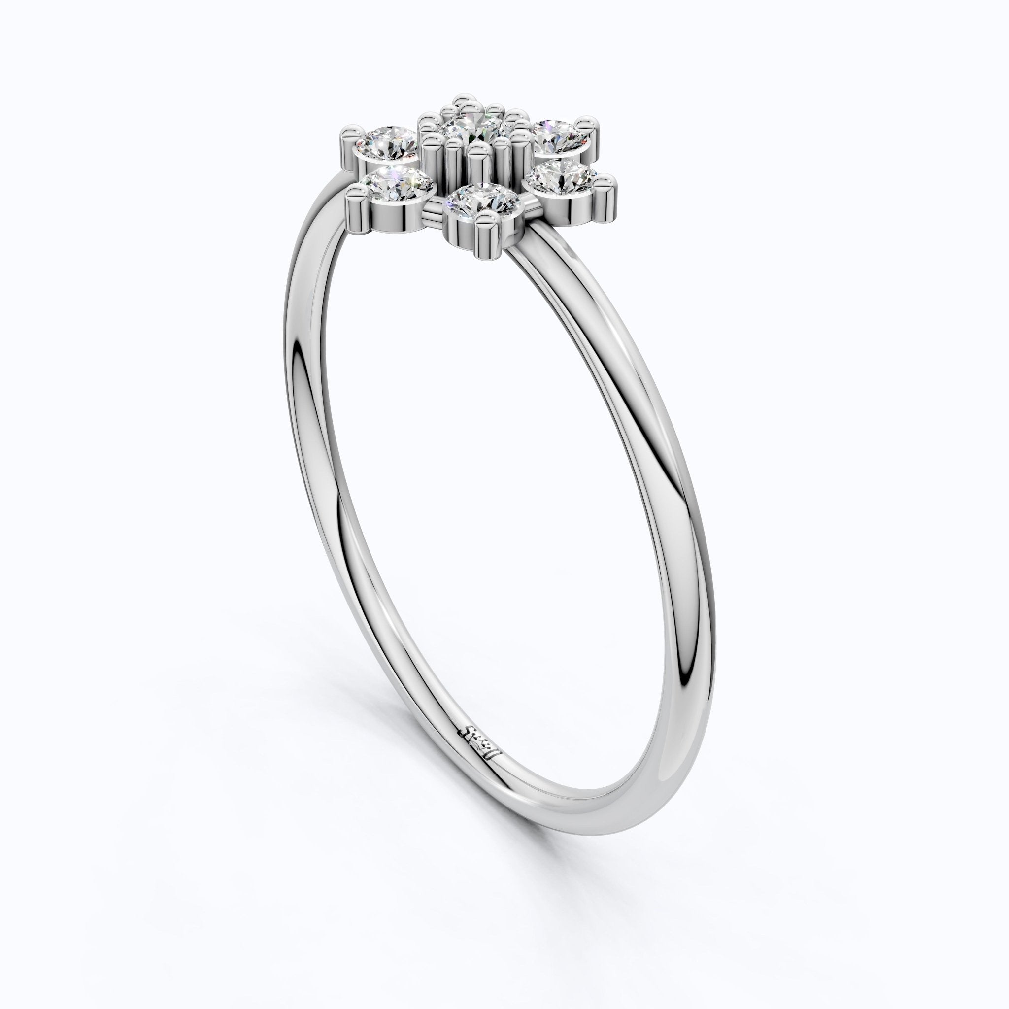 Petite Floral Cluster Engagement Ring in 14K Solid Gold, 0.19 TCW Round Cut Lab Created Diamonds, Bridal jewelry, Promise Ring - Shoora Designs