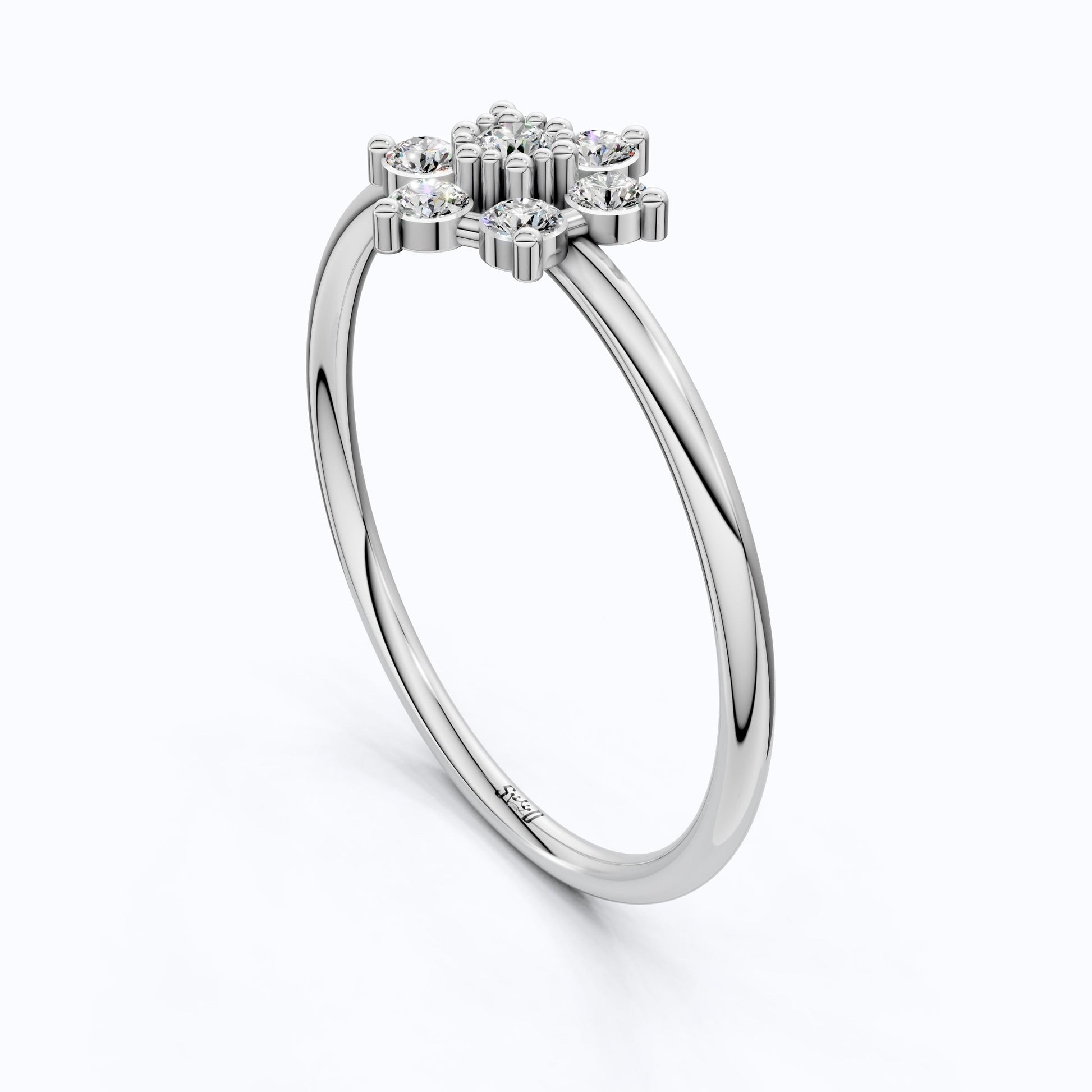 Petite Floral Cluster Engagement Ring in 14K Solid Gold, 0.19 TCW Round Cut Lab Created Diamonds, Bridal jewelry, Promise Ring - Shoora Designs