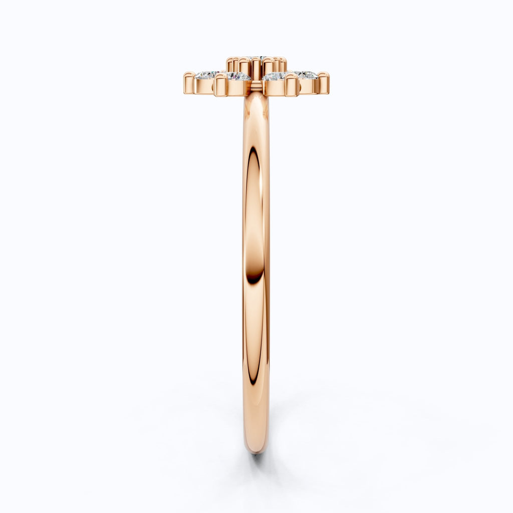 Petite Floral Cluster Engagement Ring in 14K Solid Gold, 0.19 TCW Round Cut Lab Created Diamonds, Bridal jewelry, Promise Ring - Shoora Designs