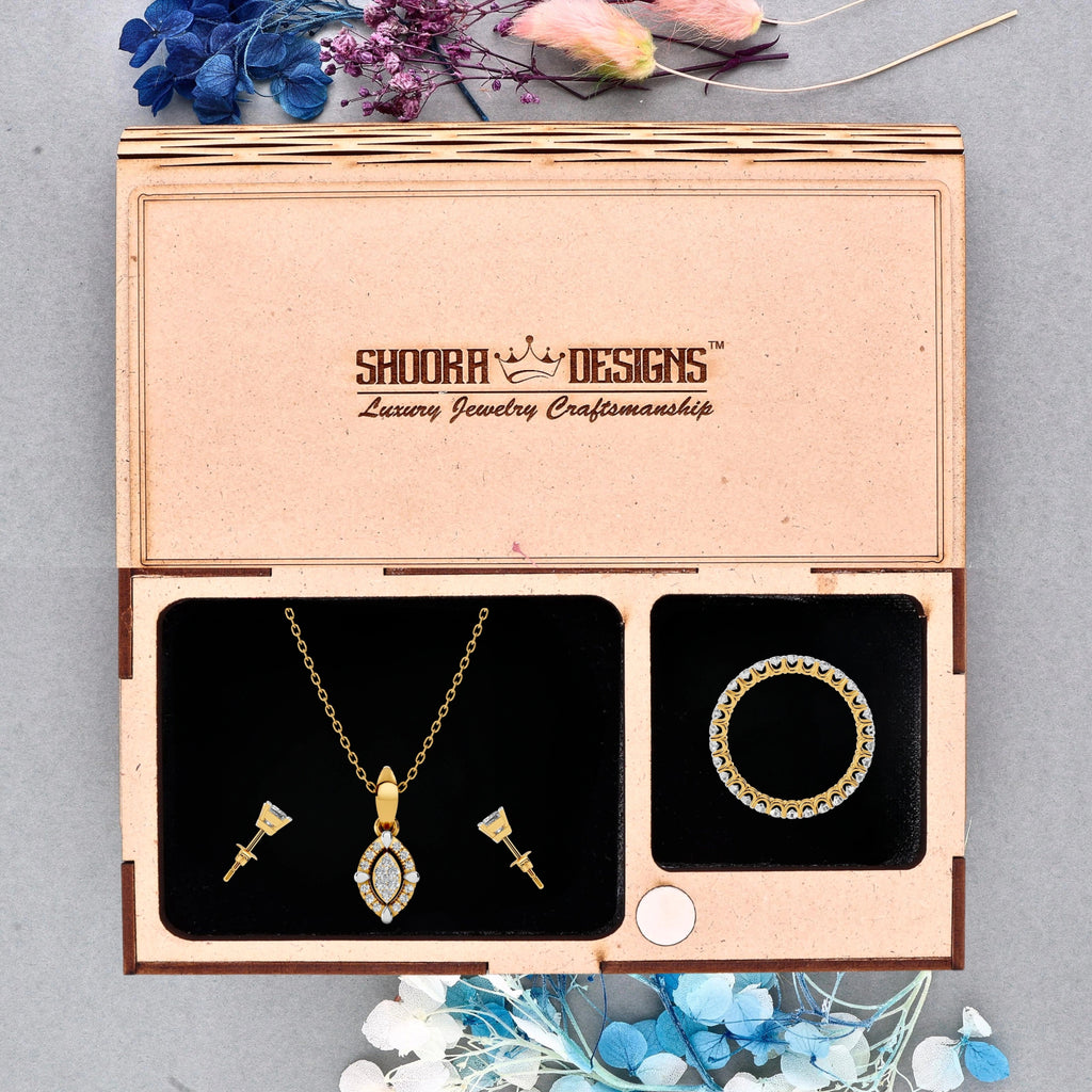 Pie - Cut Emerald Illusion Halo Split Shank Engagement Ring in Natural Diamonds – 14k Solid Gold, Pie Cut Ring For Women, Anniversary Gift, Handmade Jewelry - Shoora Designs