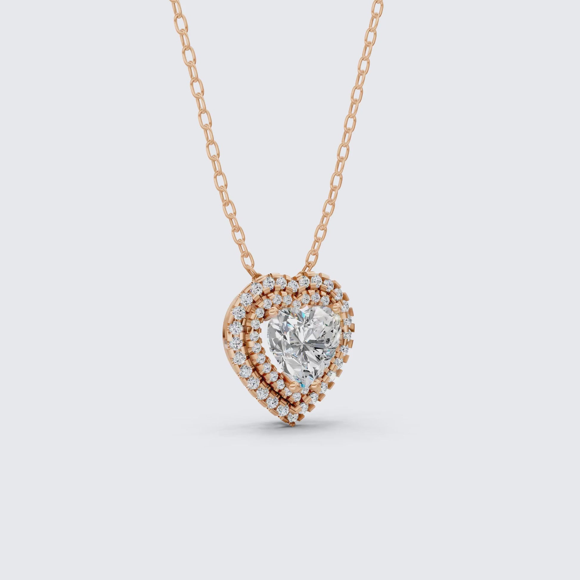 Romantic Heart Cluster Double Halo Wedding Pendant in 14k Solid Gold, 2.00 CT Heart Cut Lab Grown Diamonds, Valentine’s Gift for Wife,  Anniversary Jewelry