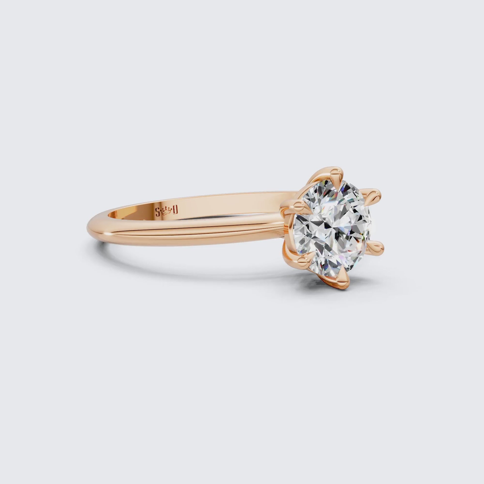 Elegant Six-Prong Setting Classic Round Solitaire Engagement Ring in 14k Solid Gold, 1.00 CT Round Cut Lab Grown Diamond, Handmade Fine Jewelry