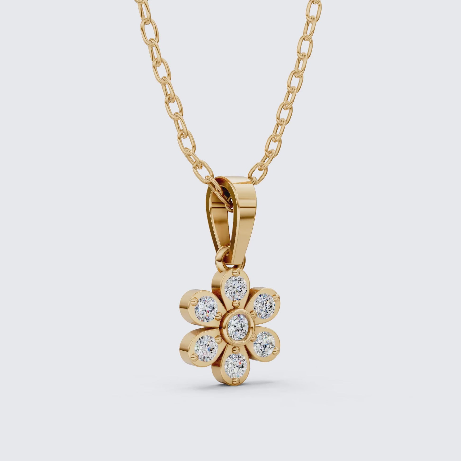 Romantic Daisy Flower Cluster Pendant in Lab Diamond-14k Solid Gold, Unique Pendant, Bridesmaid Jewelry
