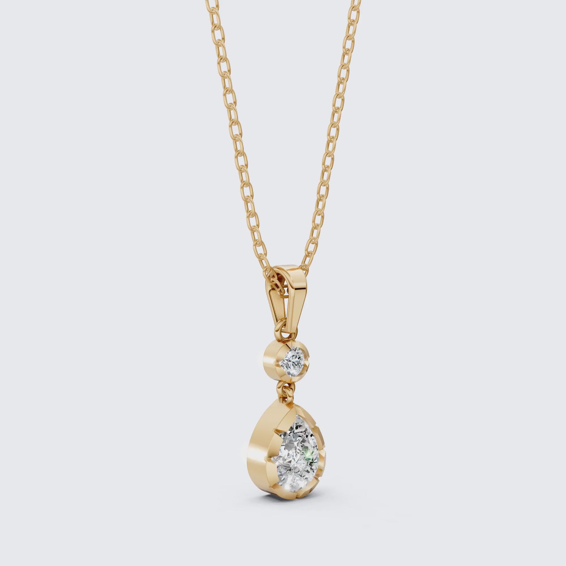 Classic Pear Shape Drop Wedding Pendant in 14k Yellow Gold, 1.00 CT Pear Cut Lab Grown Diamonds, Elegant Bridal Jewelry, Wedding Jewelry Gift for Women