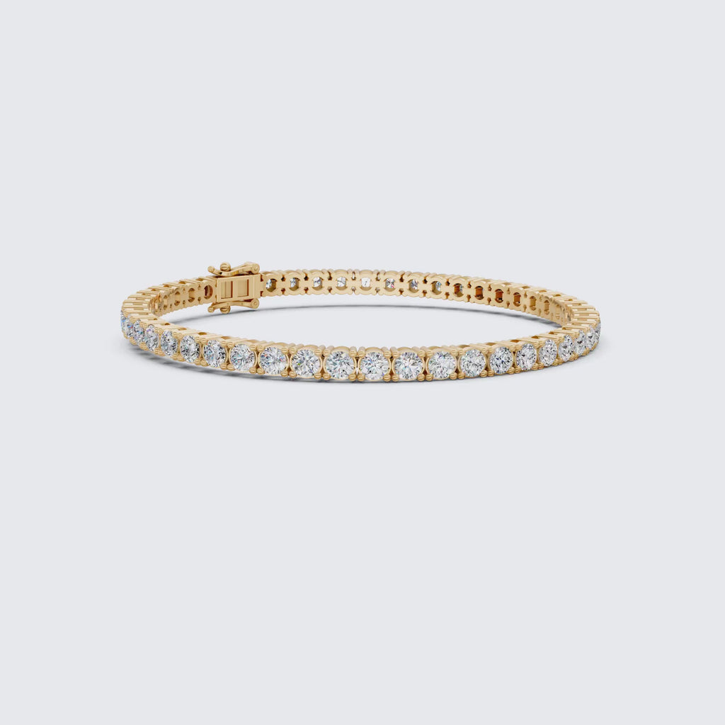3.50 MM Round Cut Stackable Prong Set Round Diamond Tennis Bracelet in 14k Solid Gold, 7.47 TCW Round Cut Lab Created Diamonds,Anniversary Gift For Women