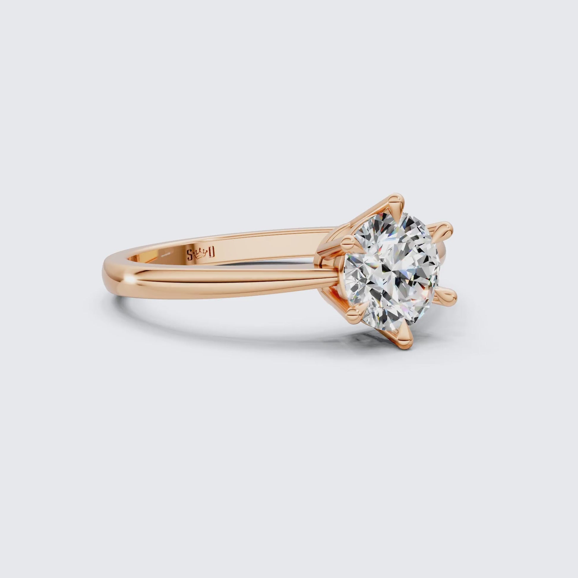 Classic Cathedral Shank Six-Prong Solitaire Engagement Ring 14k Solid Gold, 1.00 CT Round Cut Lab Diamonds, Bridal Ring for Women