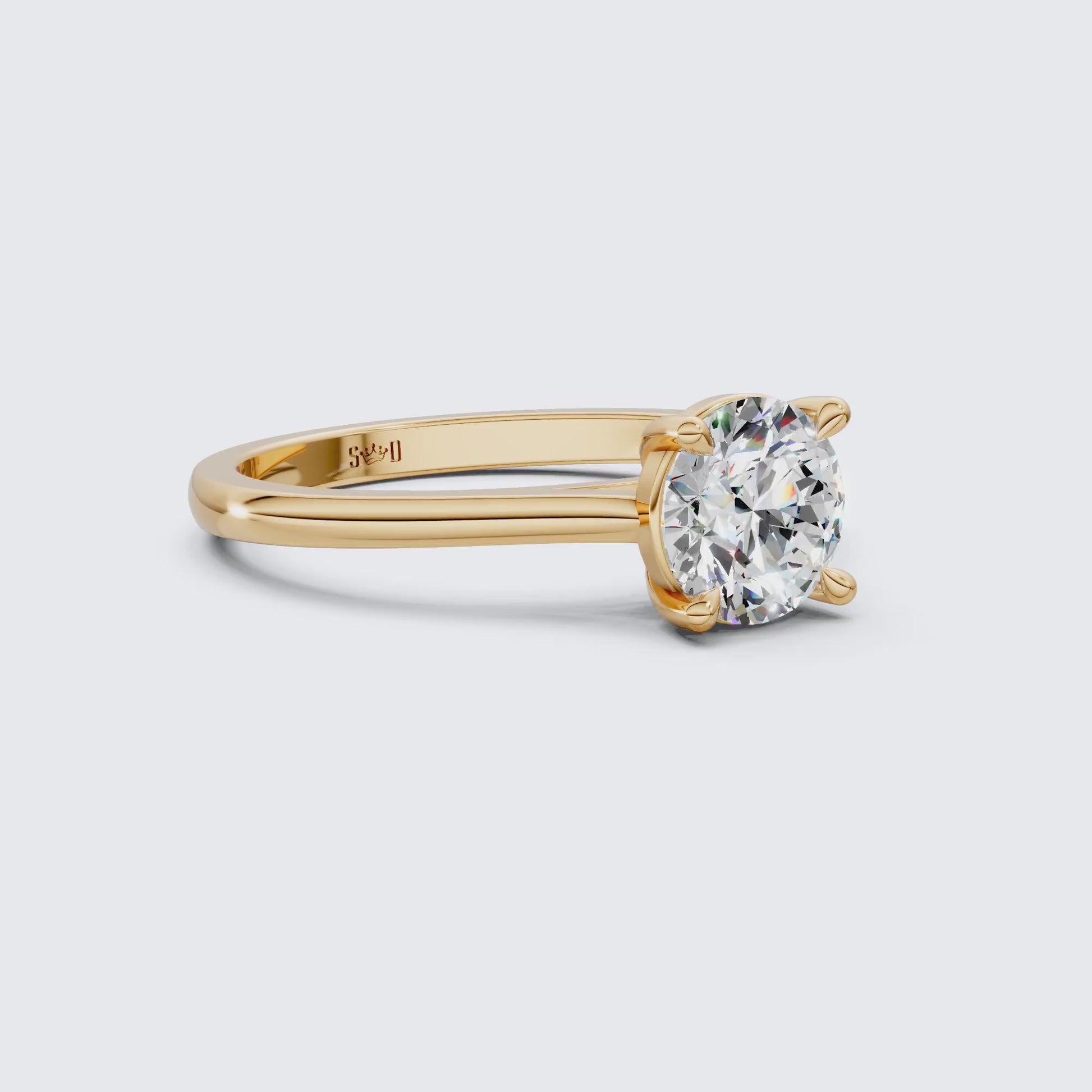 Classic Round Solitaire with Cathedral Setting Engagement Ring in 14k Solid Gold, Traditional Solitaire Wedding Ring, Anniversary Gift for Wife, Everyday Jewelry