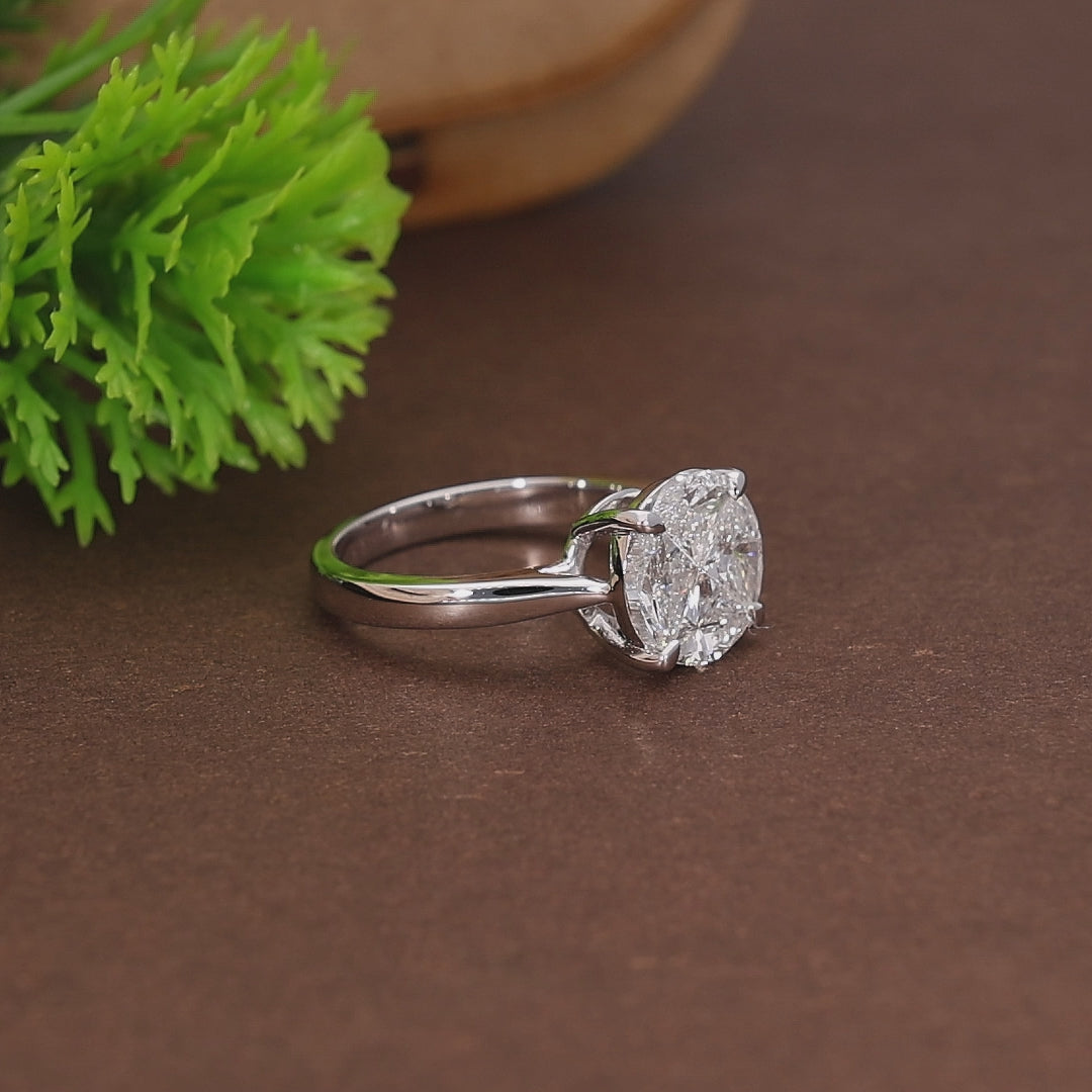 Round Illusion Solitaire Pie-Cut Setting Engagement Ring in Natural Diamond – 14k Solid Gold, Illusion Solitaire Ring For Bridal Gift, Handmade Jewelry