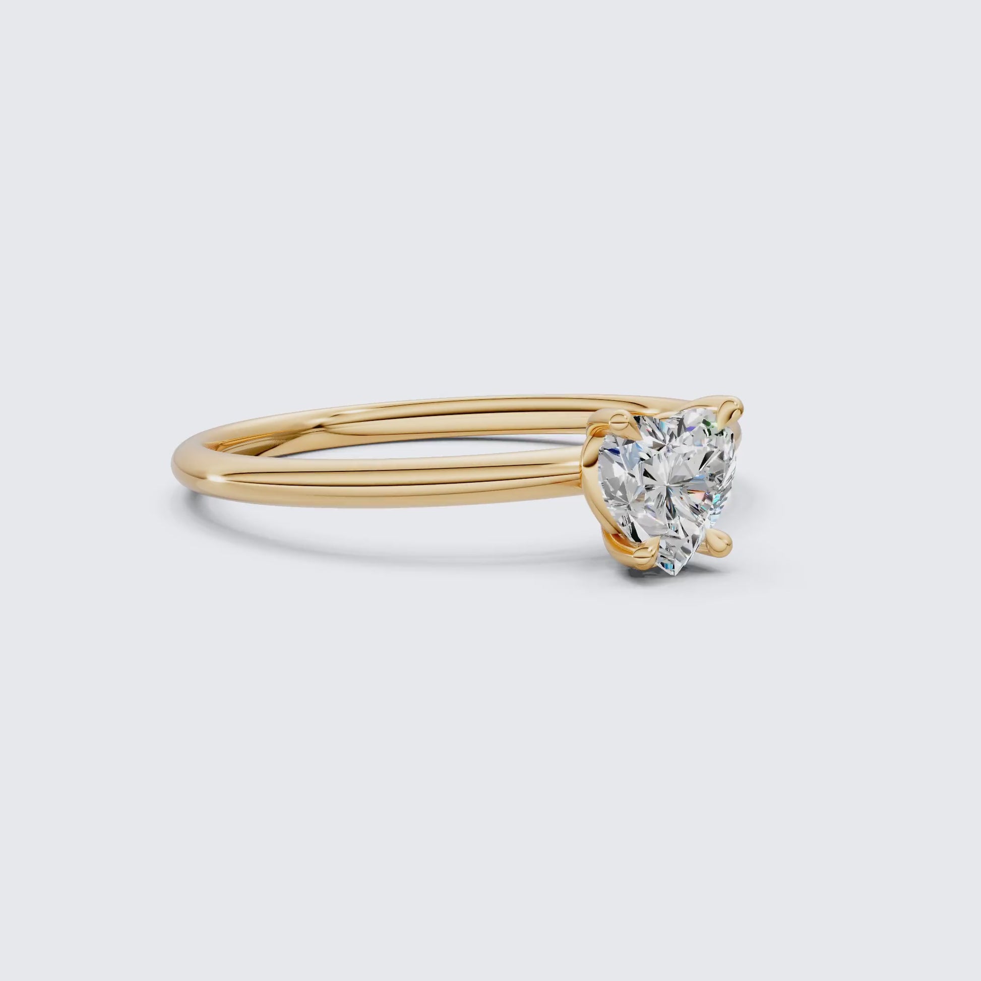 Romantic Heart Cut Solitaire Engagement Ring in 14k Solid Gold, 0.50 CT Heart Cut Lab Grown Diamond, Proposal Ring Gift for